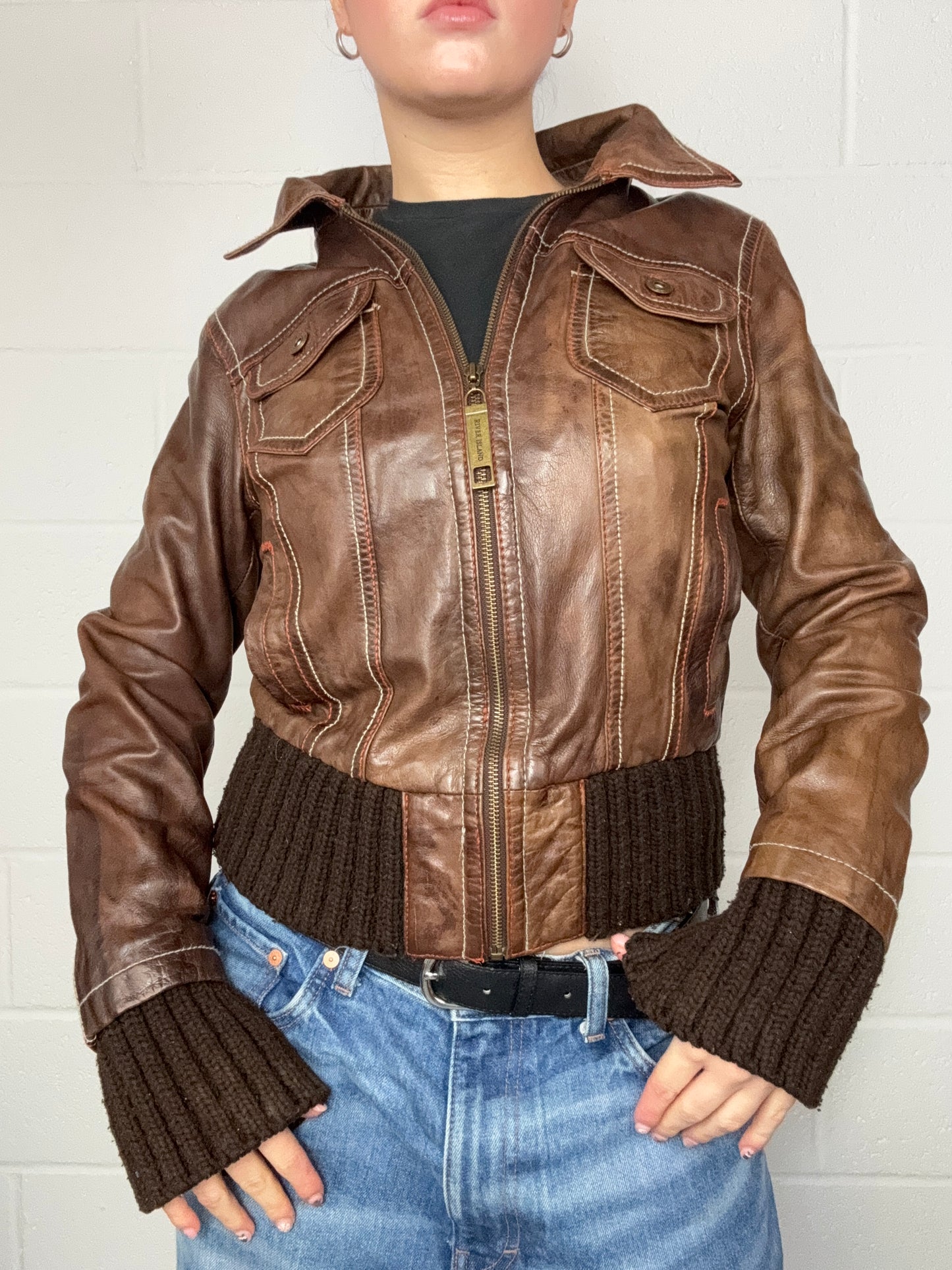 Vintage Brown Leather Jacket (UK12)