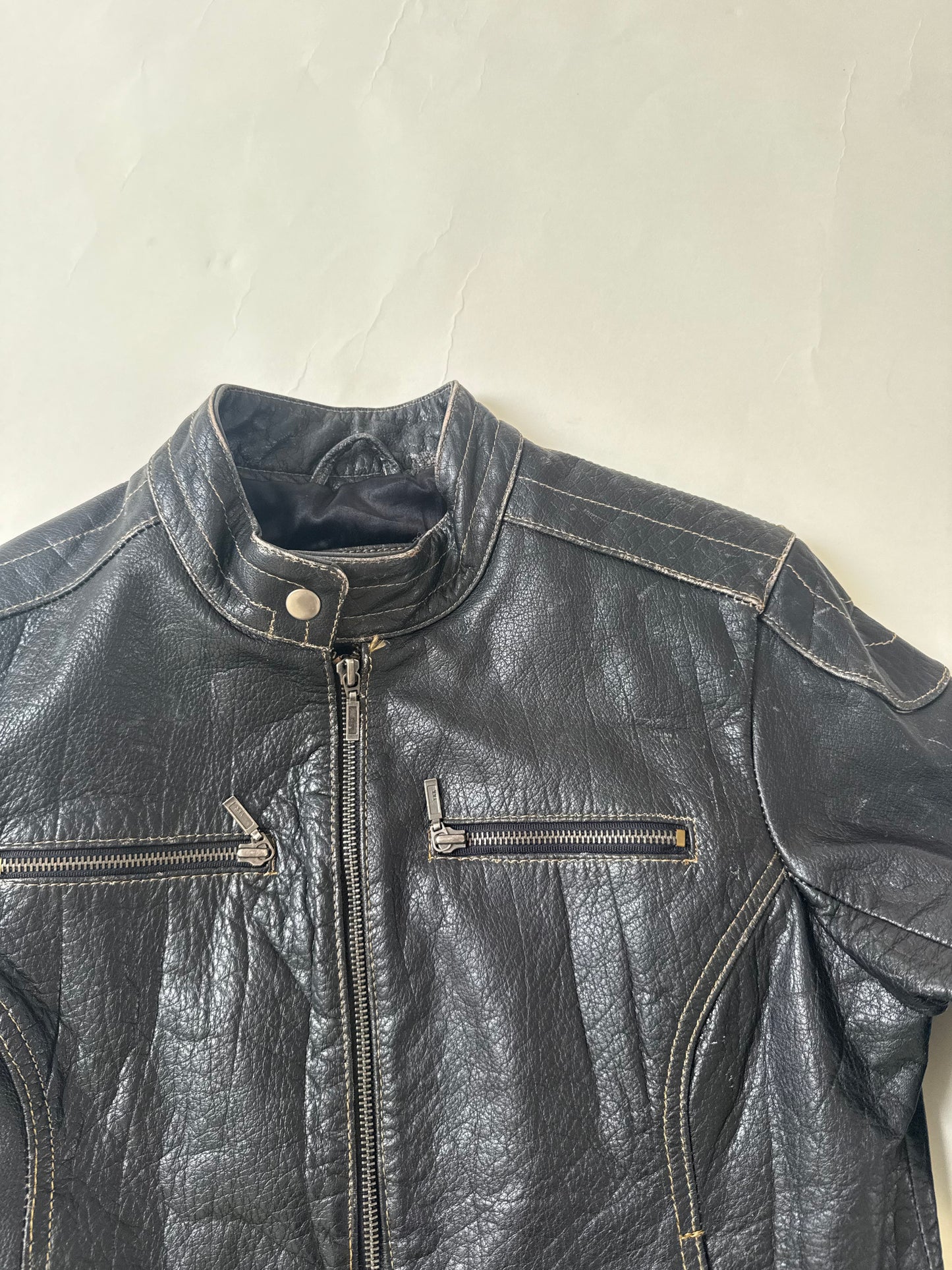 Leather Biker Jacket (L)