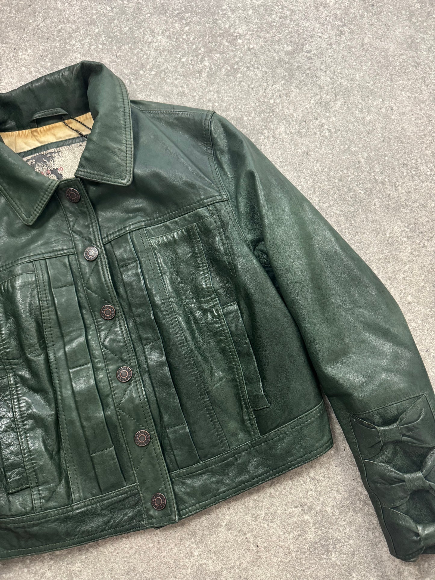 Vintage Green Leather Jacket (UK8)