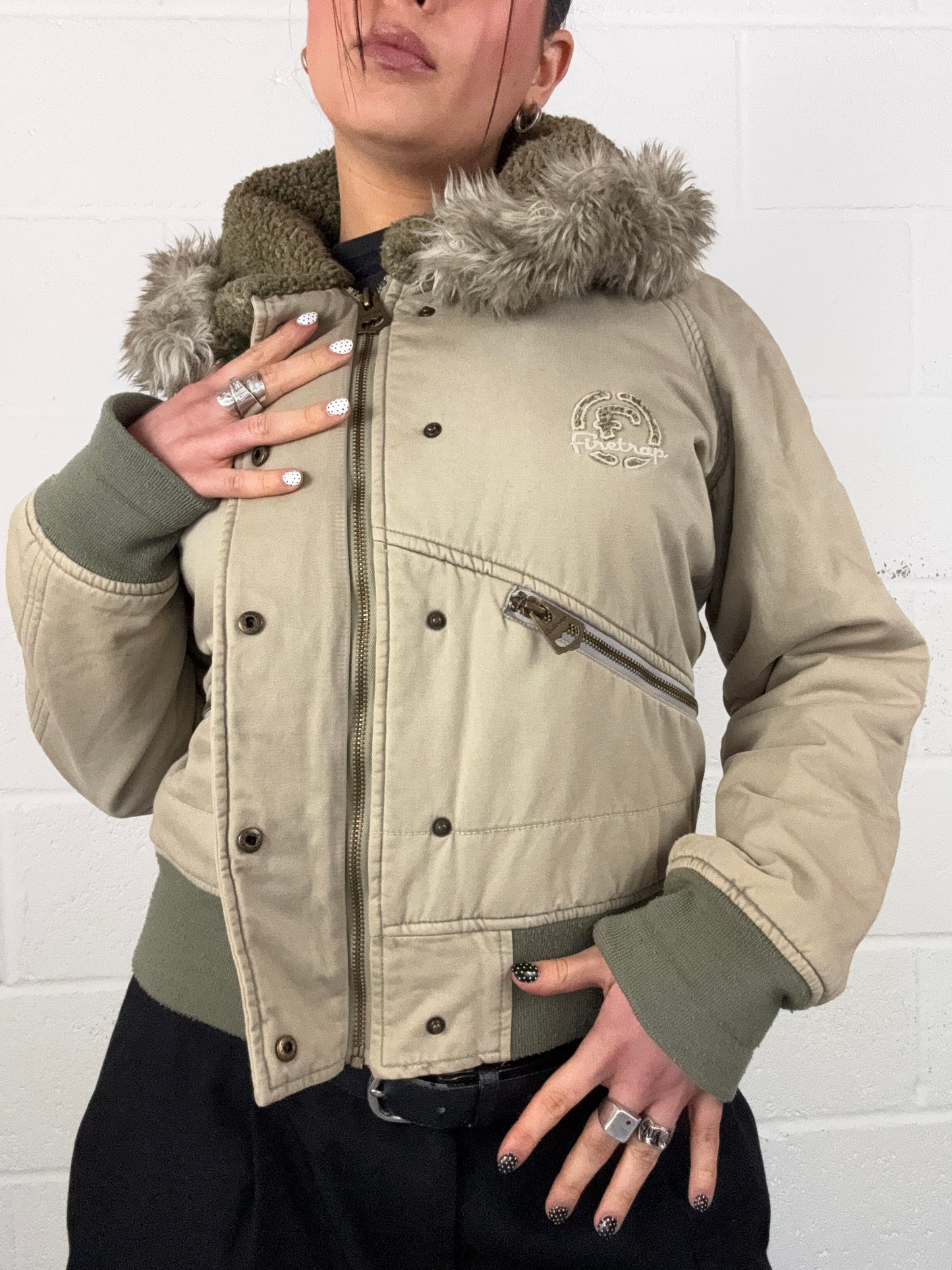 Khaki Firetrap Bomber Jacket (M)