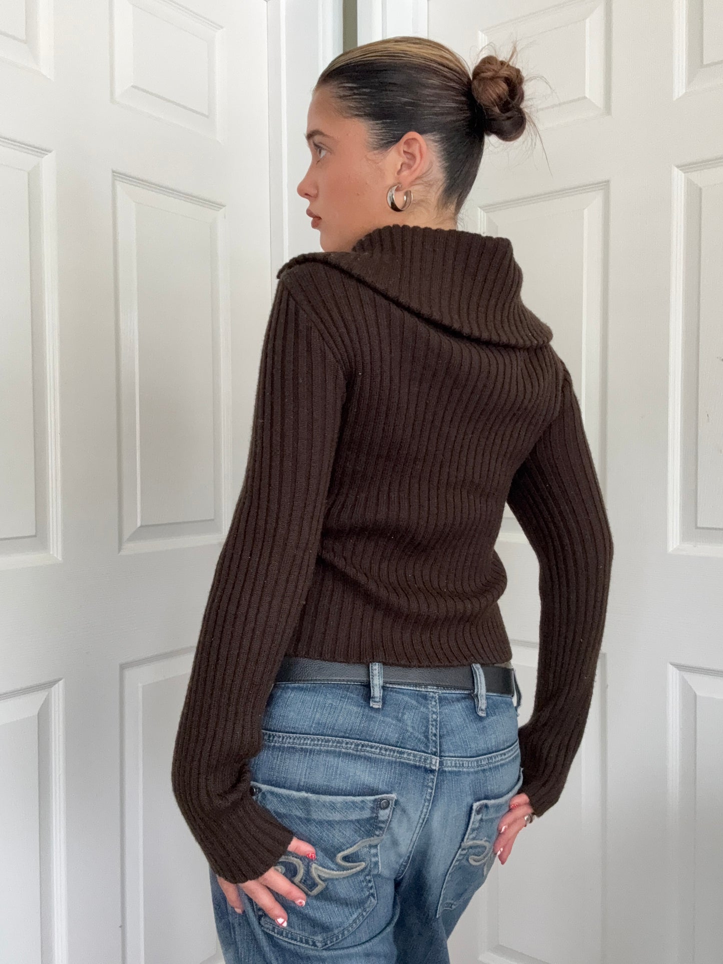 Knit Leather Double Zip Jumper (UK12)