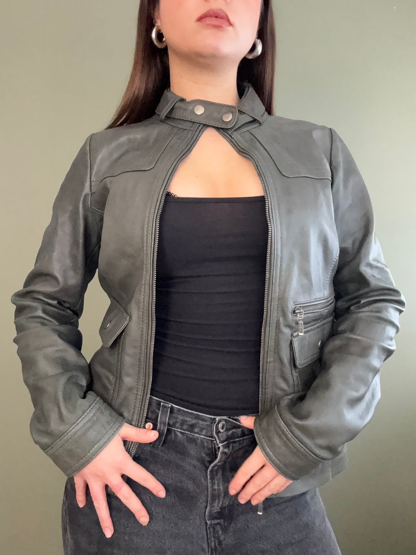 Leather Cargo Jacket (UK10)