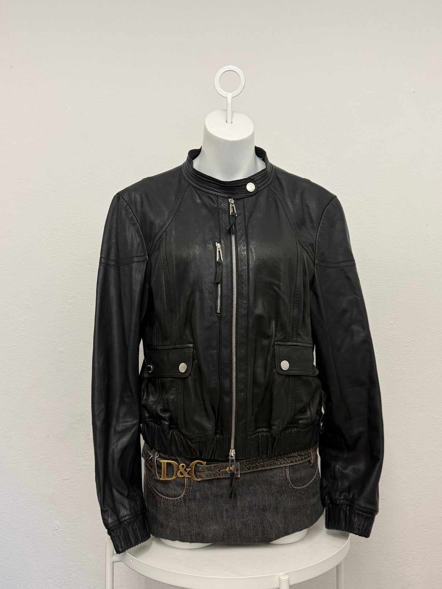Karen Millen Leather Bomber Jacket (M)