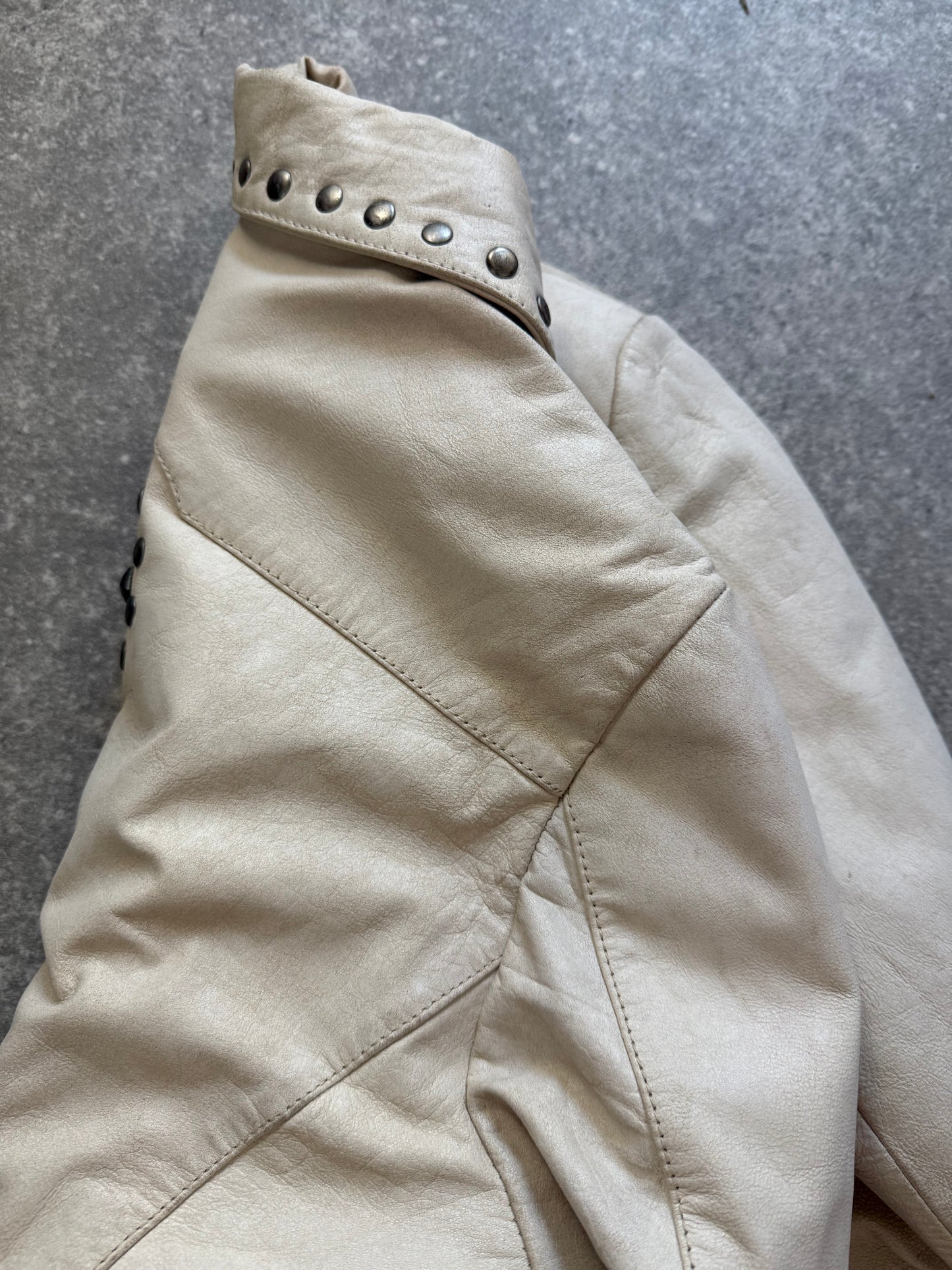 Cream Leather Jacket (S)