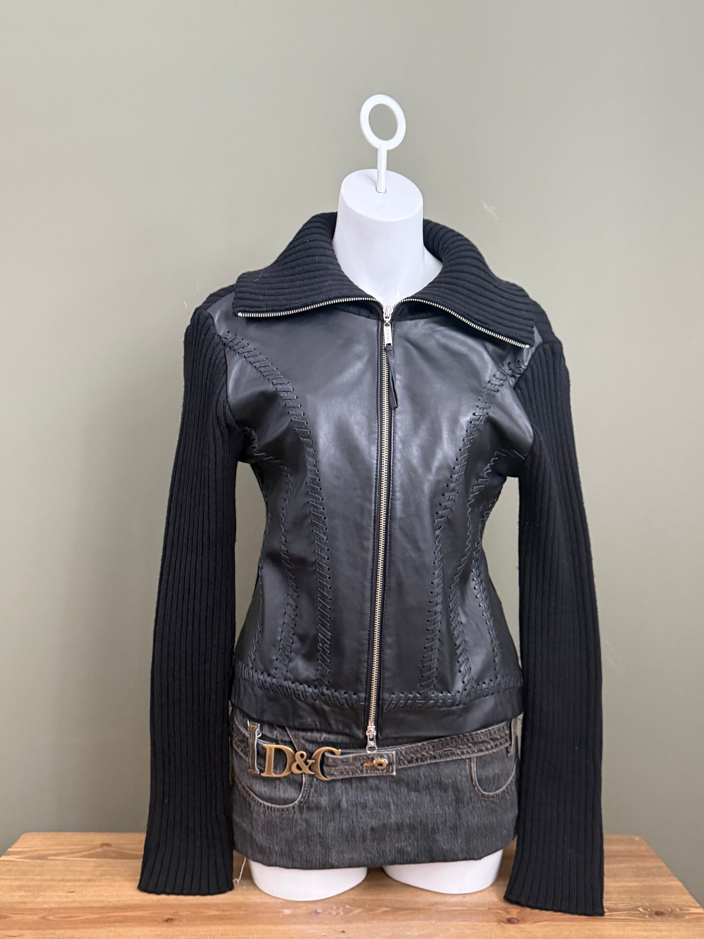 Knitted Leather Jacket (UK14)