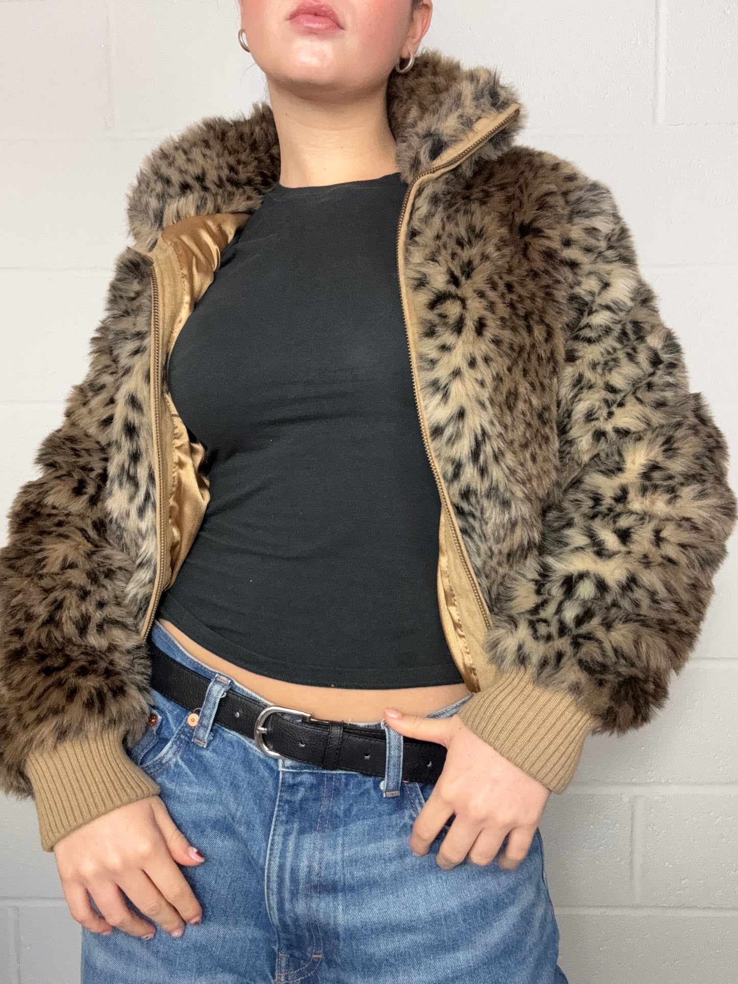 Leopard Faux Fur Jacket (UK8)