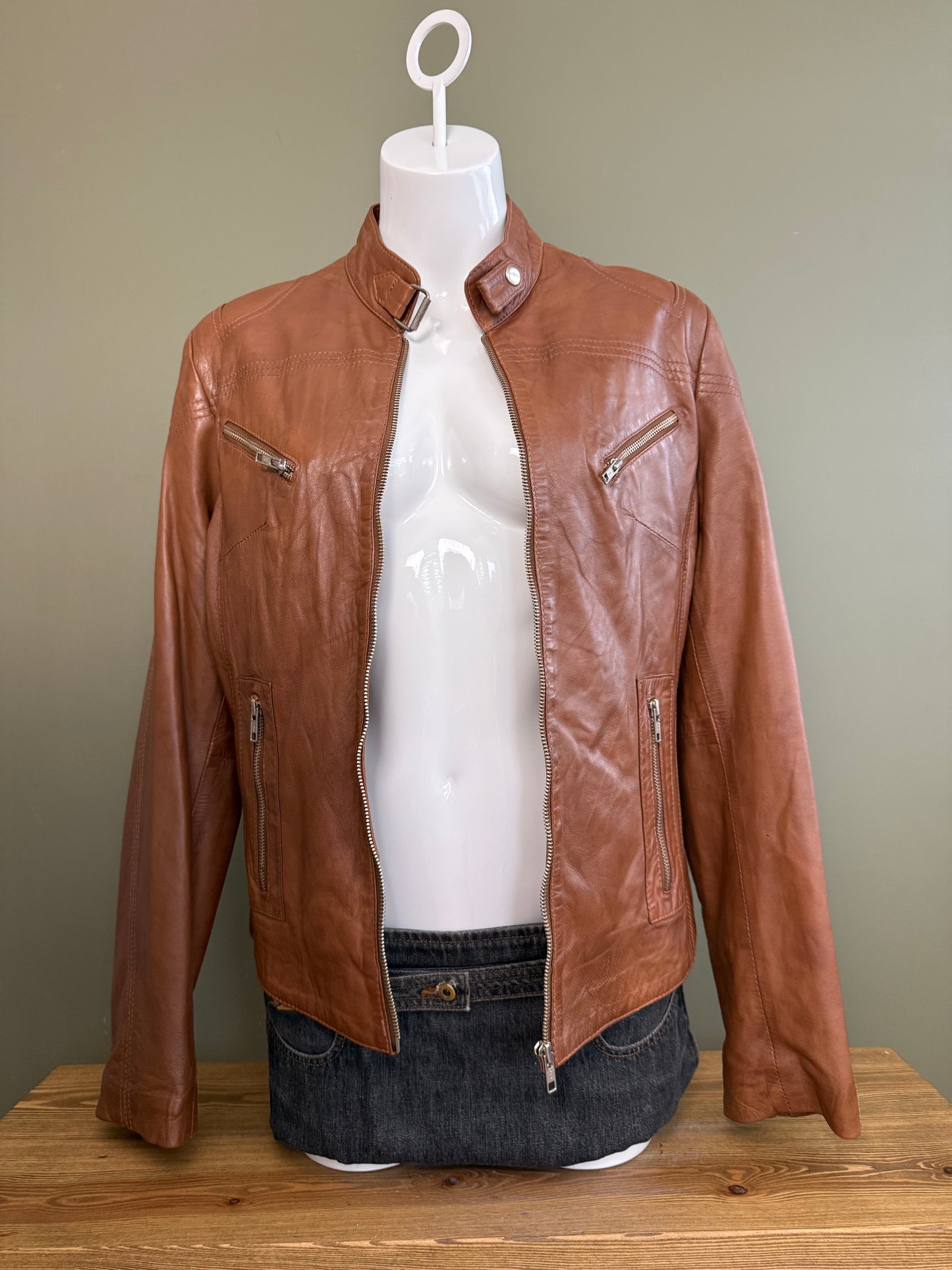 Tan Leather Jacket (M)