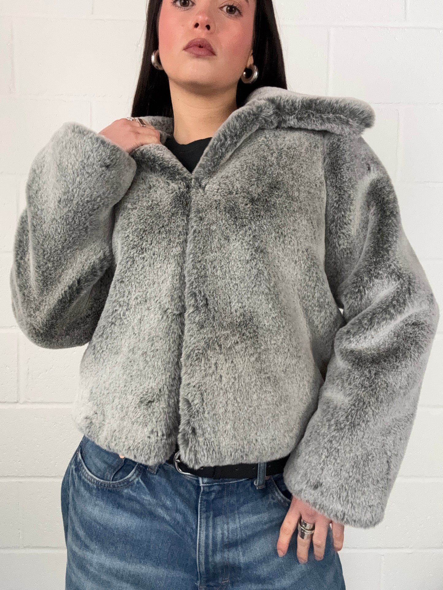 Faux Fur Grey Jacket (UK8)