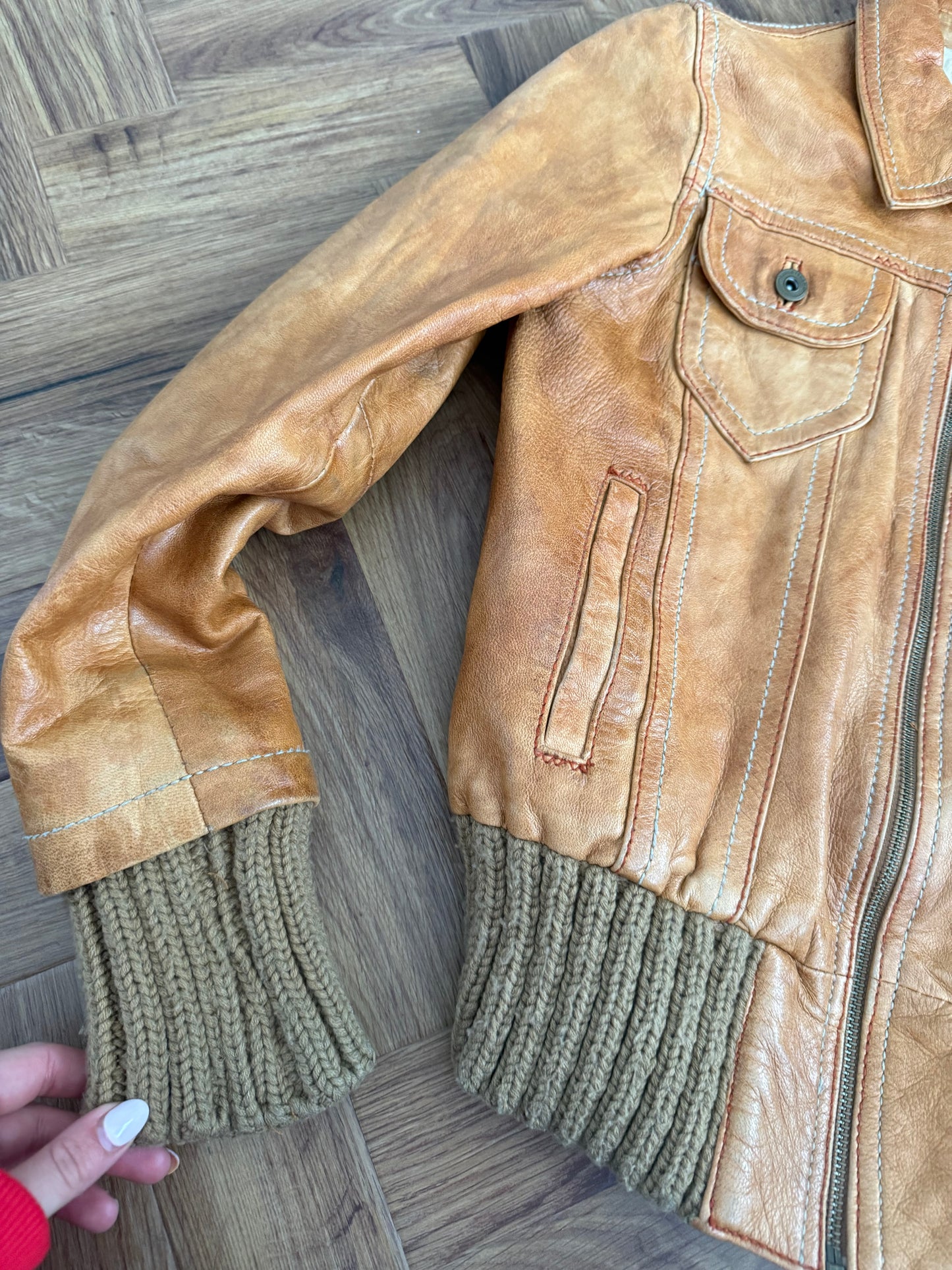 Vintage Leather Bomber Jacket (UK10)