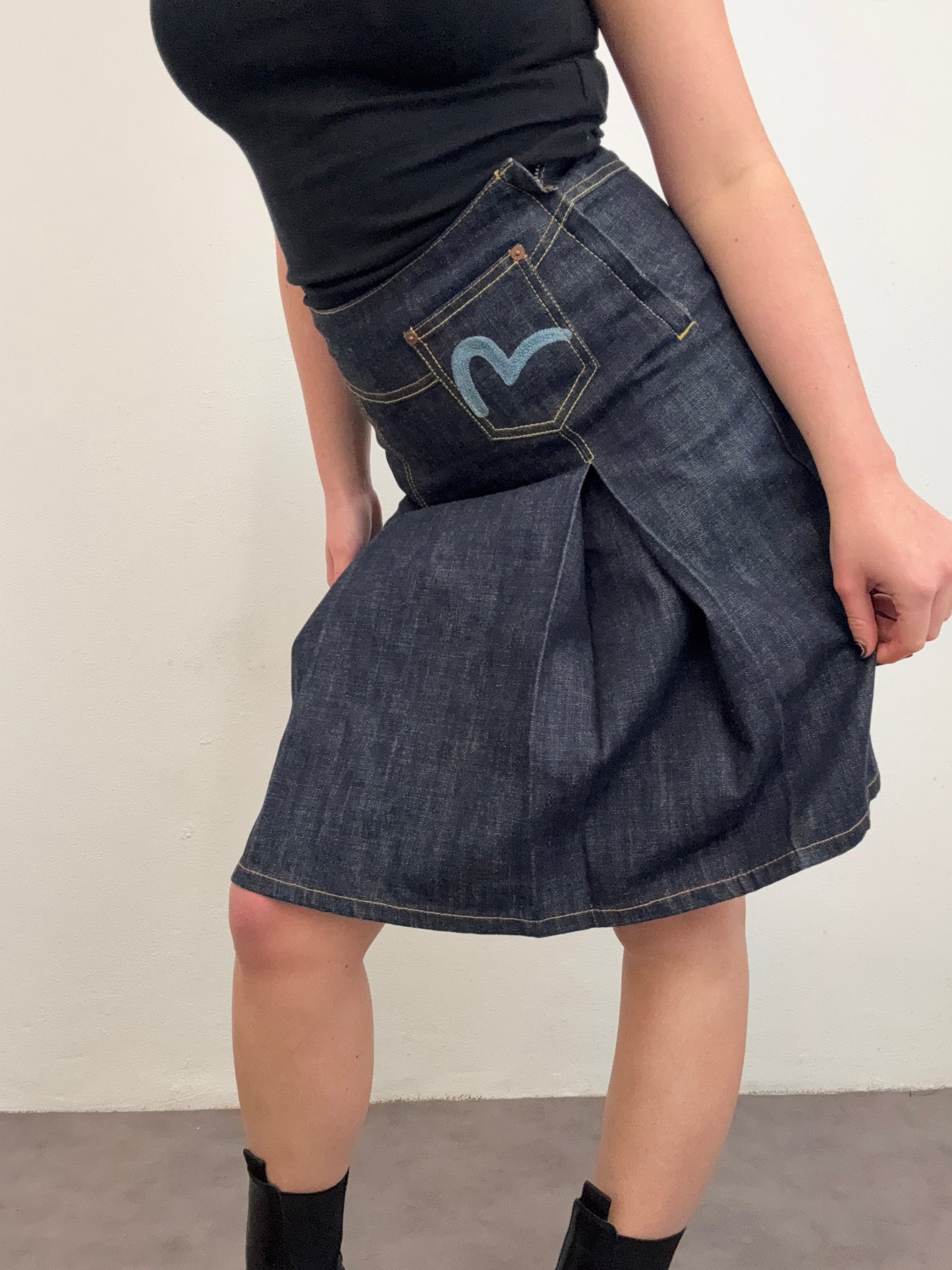 Evisu Denim Pleated Skirt (S)