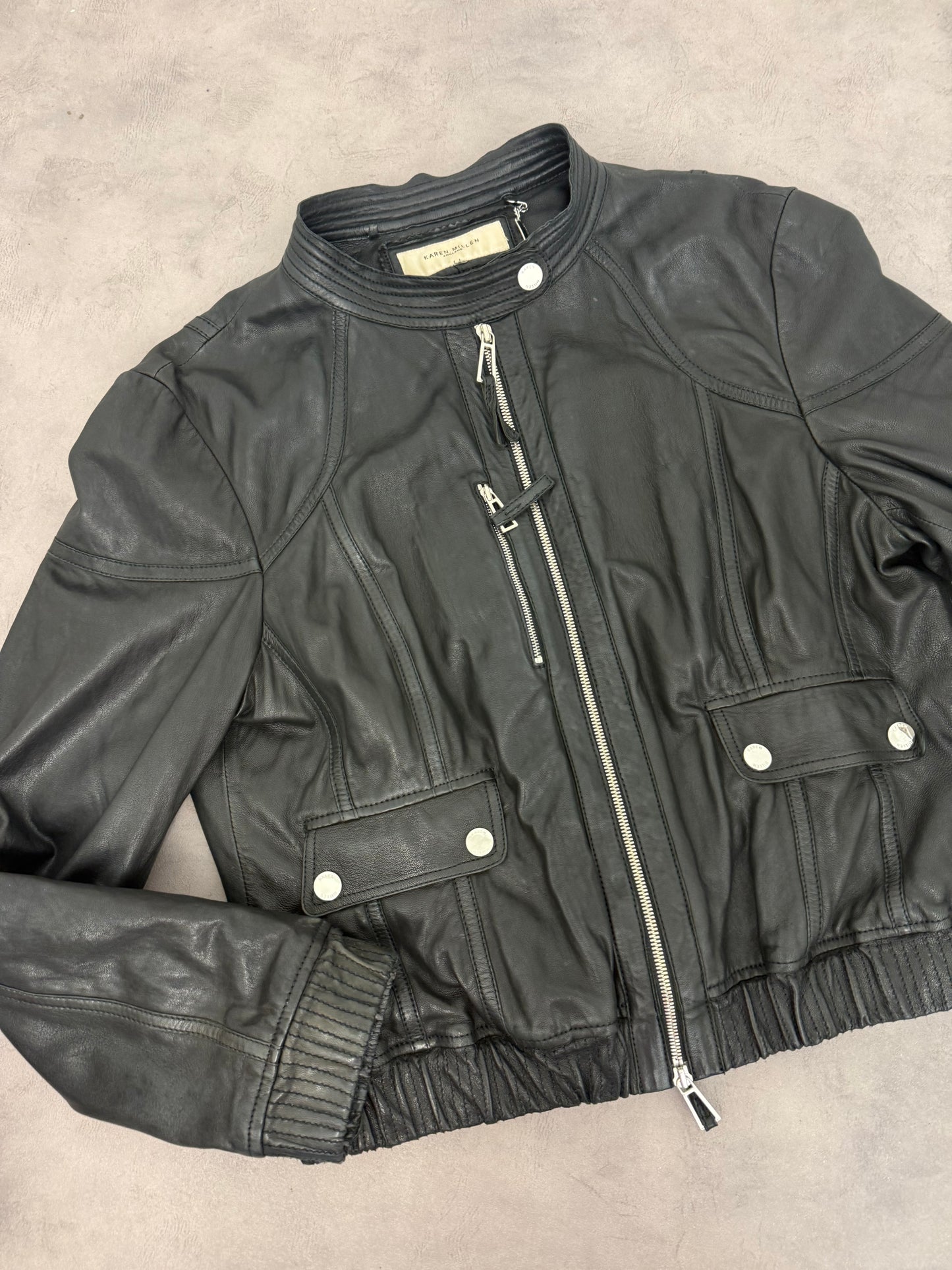 Karen Millen Leather Bomber Jacket (M)