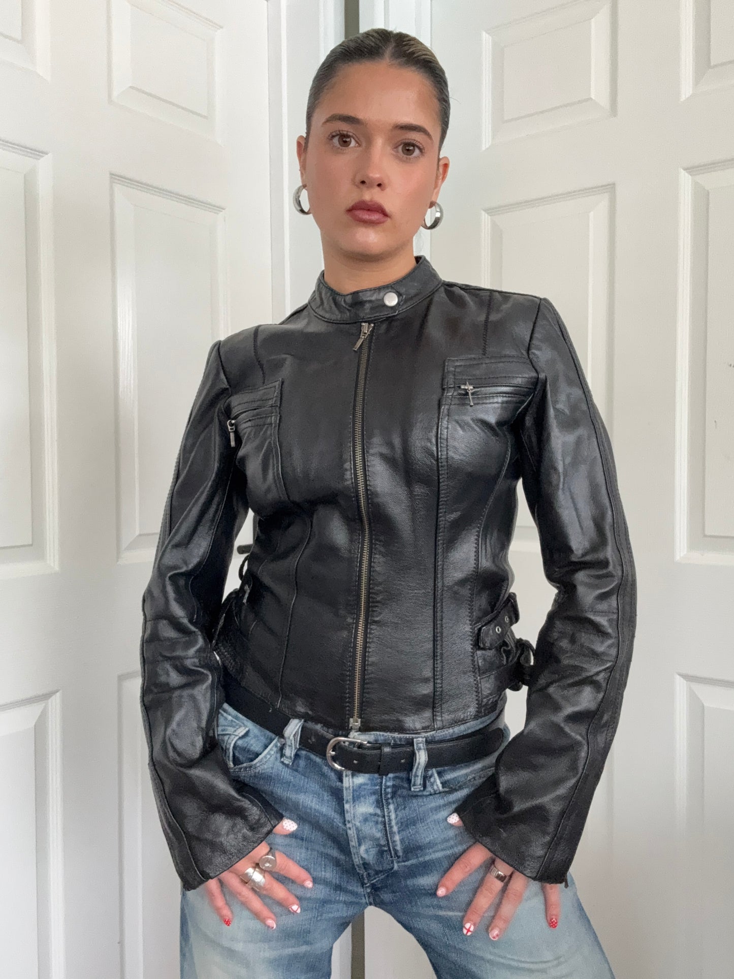 Leather Biker Jacket (UK10)