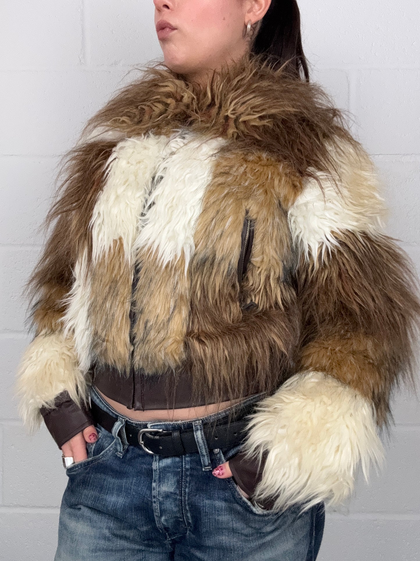 Hooch Faux Fur Patchwork Jacket (UK10)