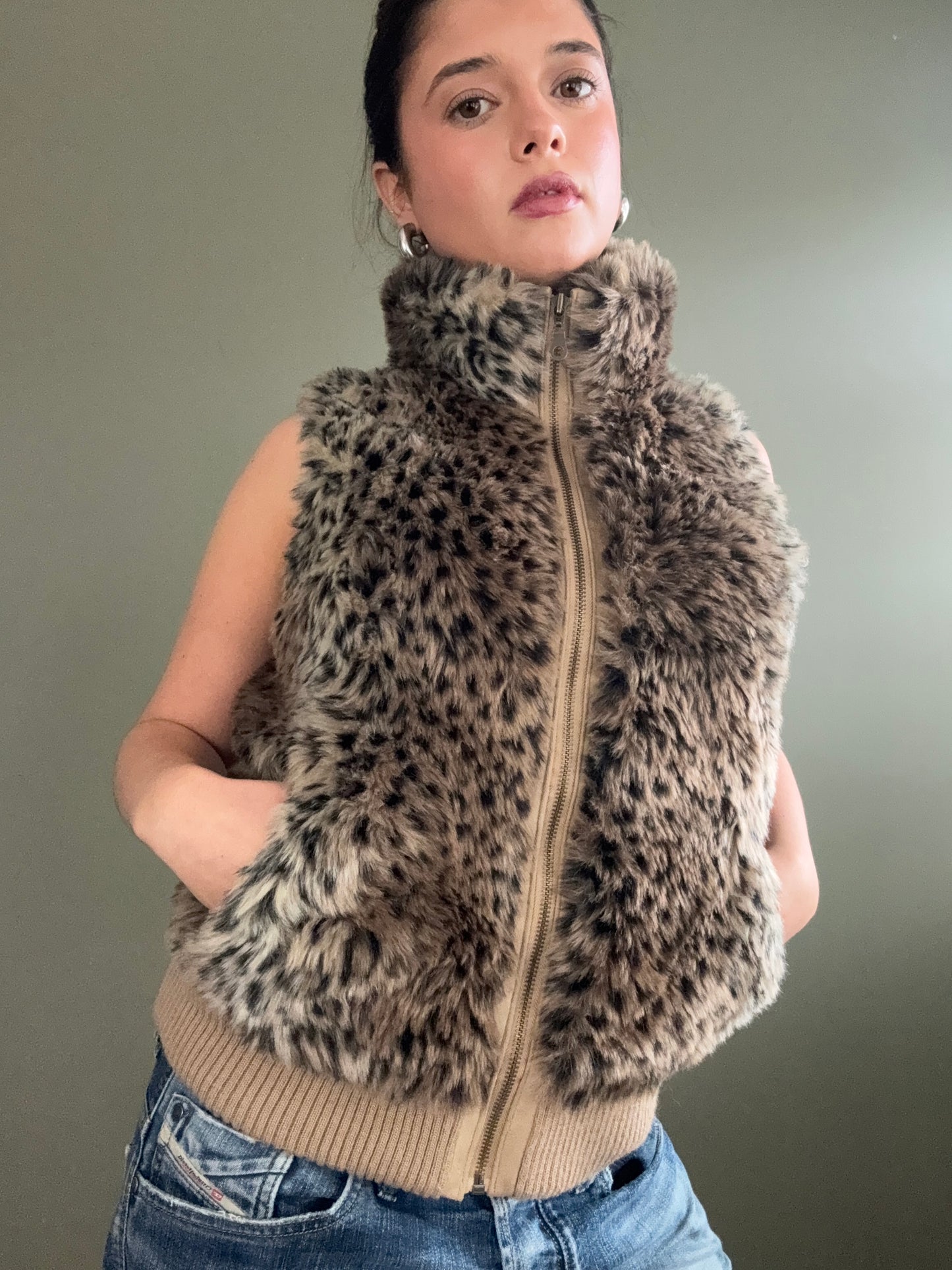 Faux Fur Leopard Gilet (UK12)