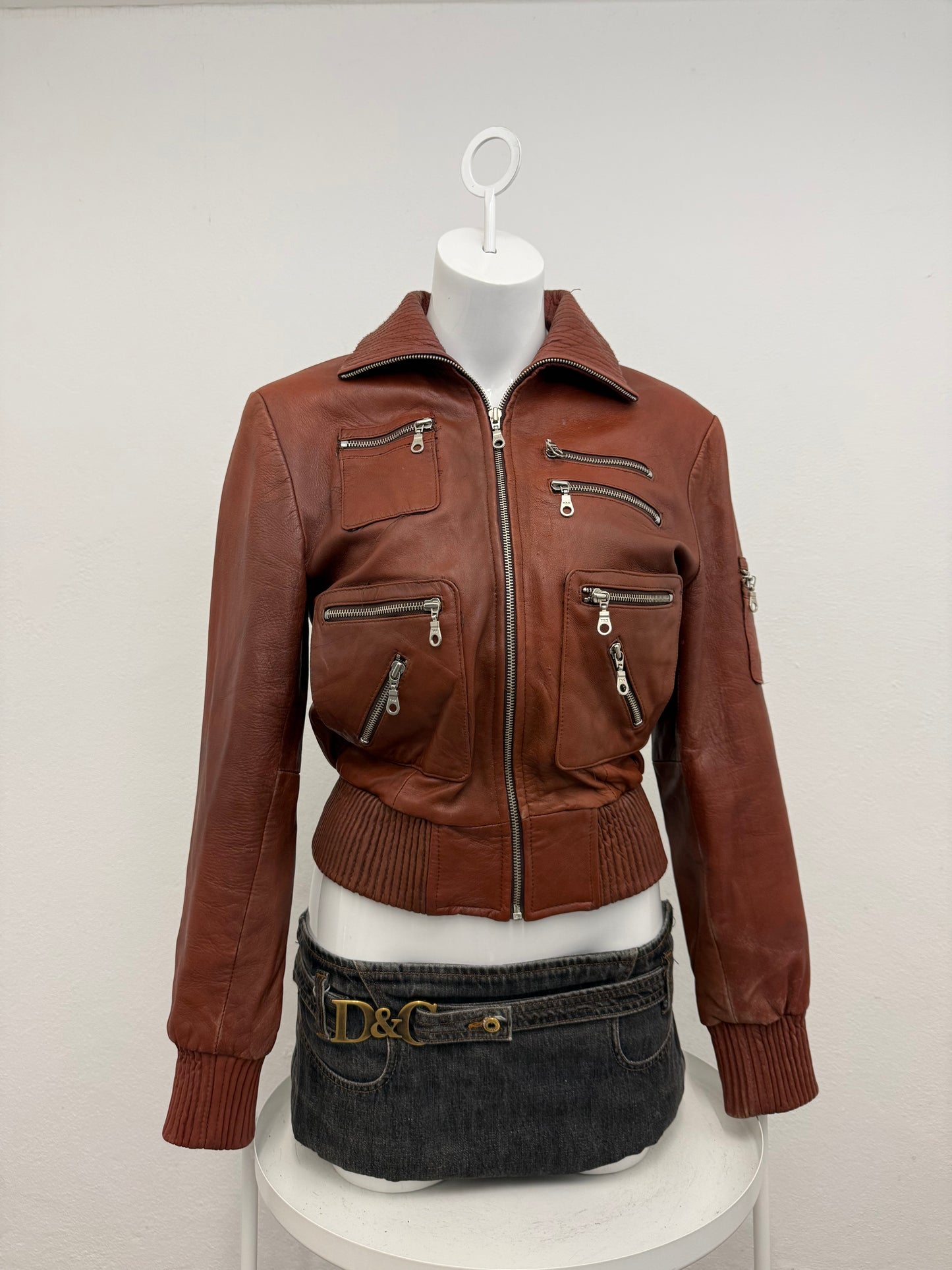 Leather Cargo Jacket (L)