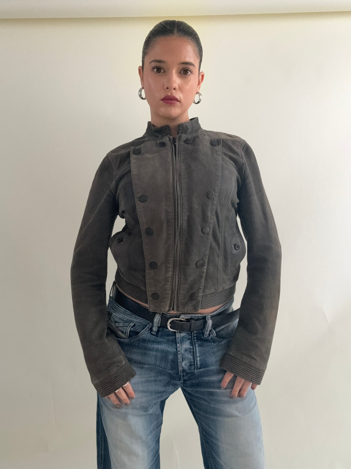 Vintage Diesel Leather Military Jacket (S)