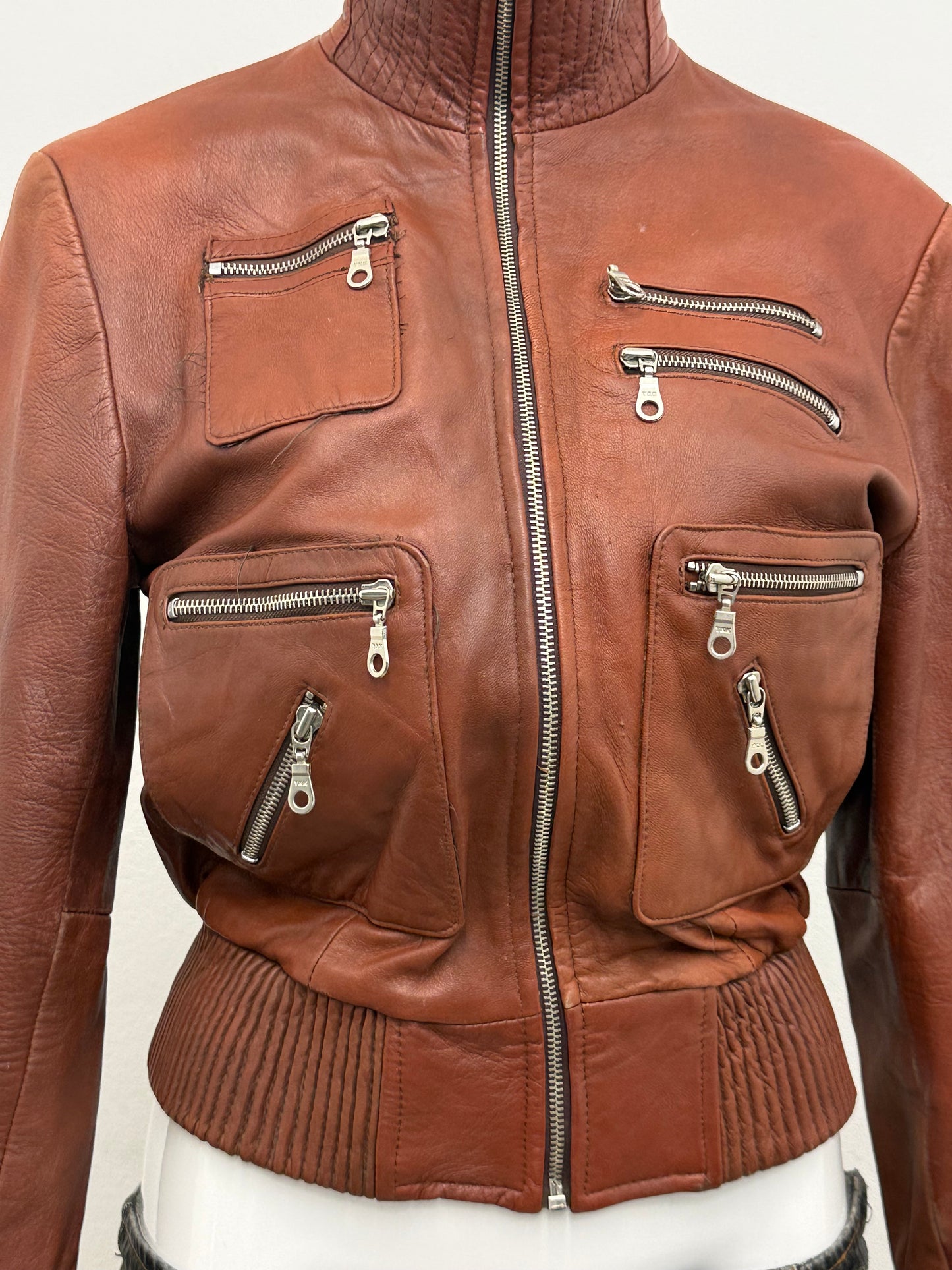 Leather Cargo Jacket (L)