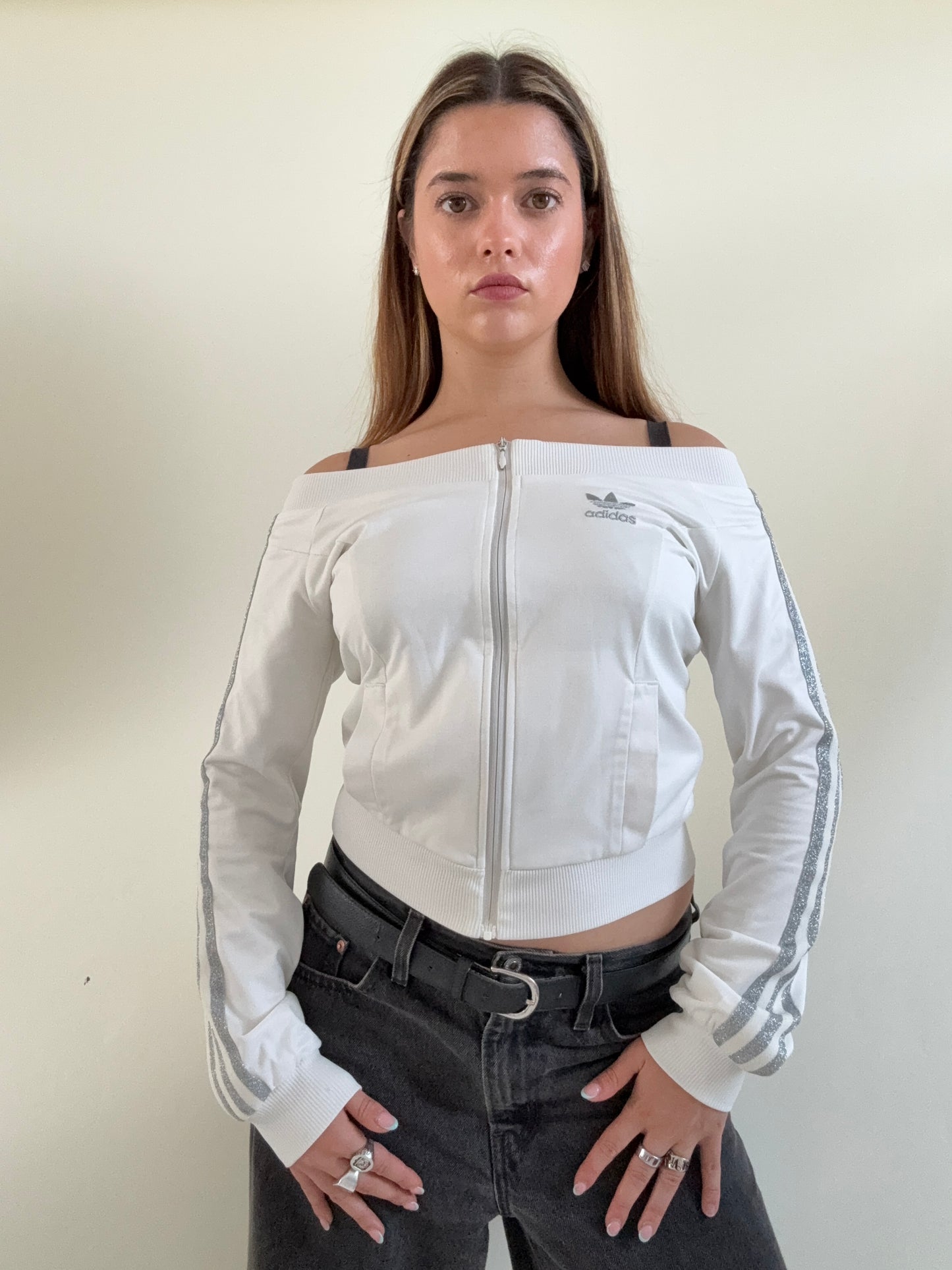 Adidas Off The Shoulder Tracksuit Top (S)