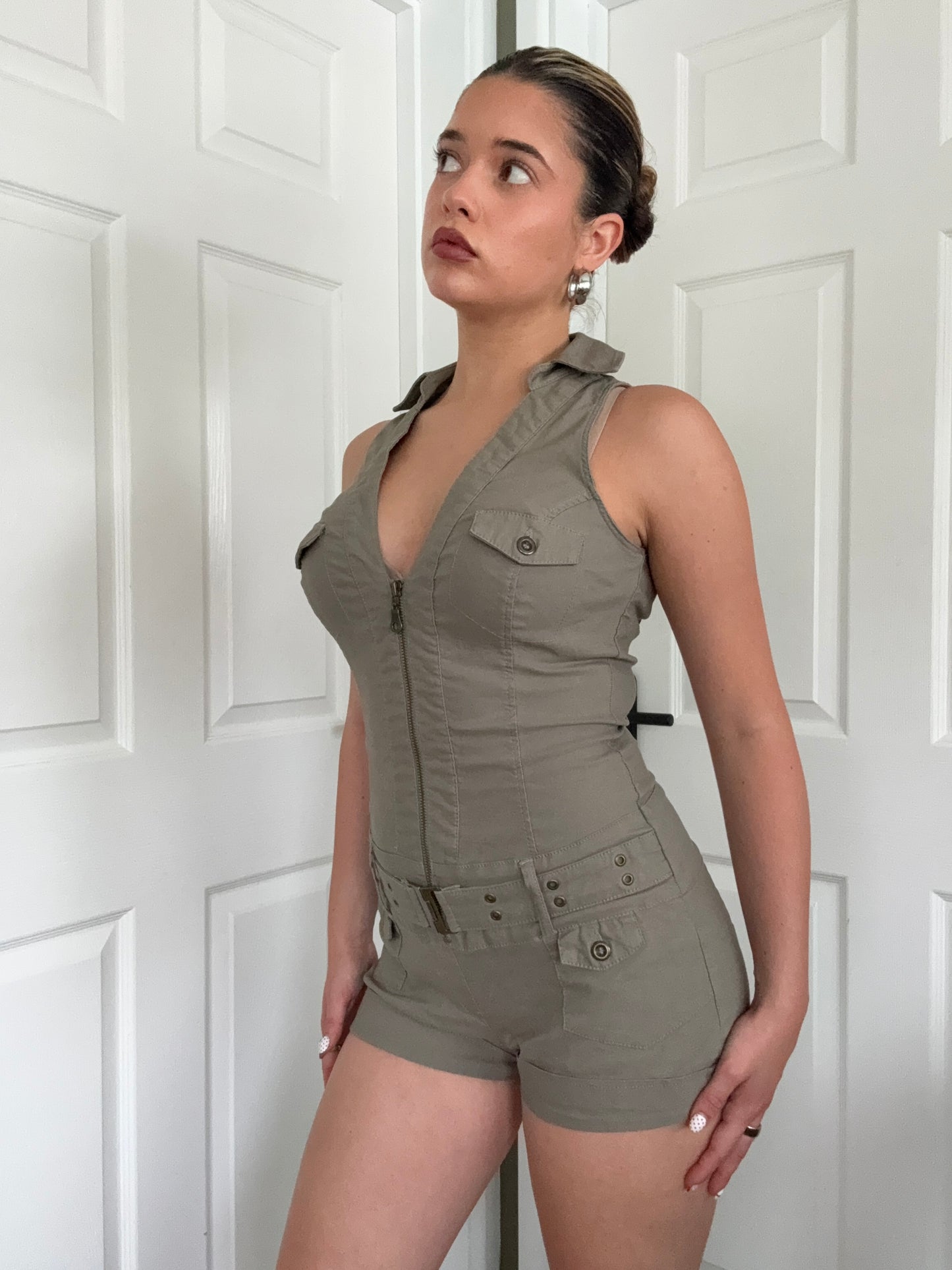 Khaki Y2K Playsuit (UK12)