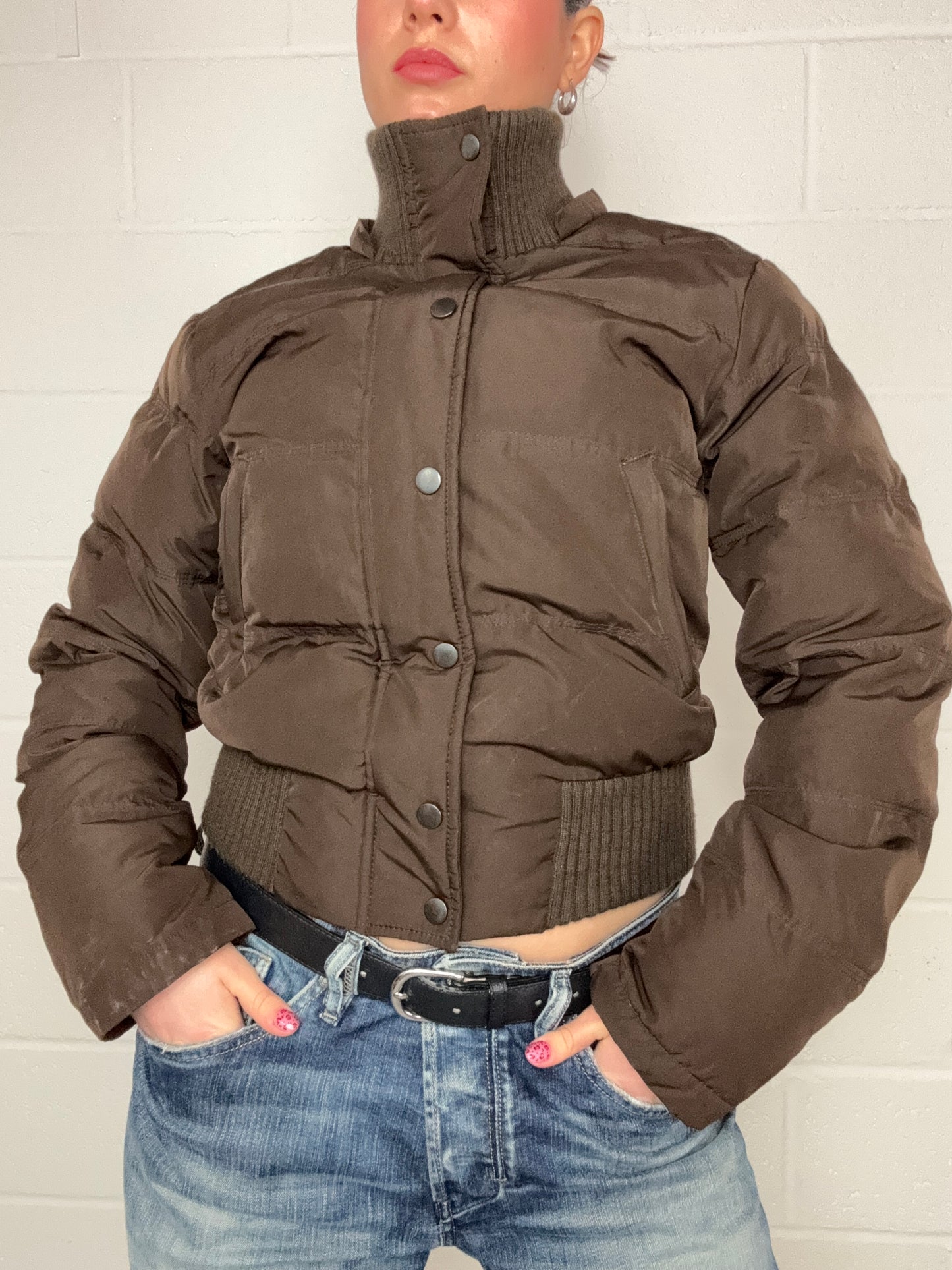 Brown Y2K Puffer Jacket (UK10)