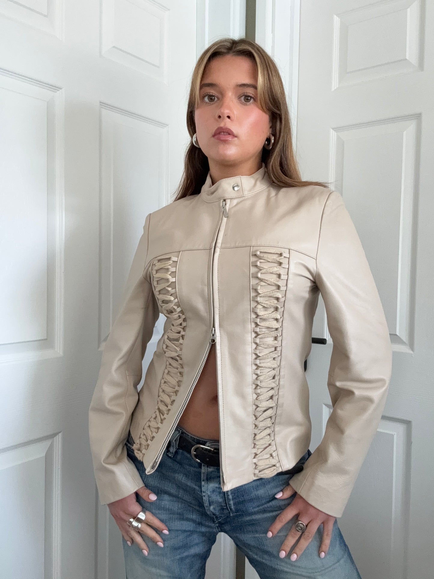Leather Corset Style Jacket (UK10)