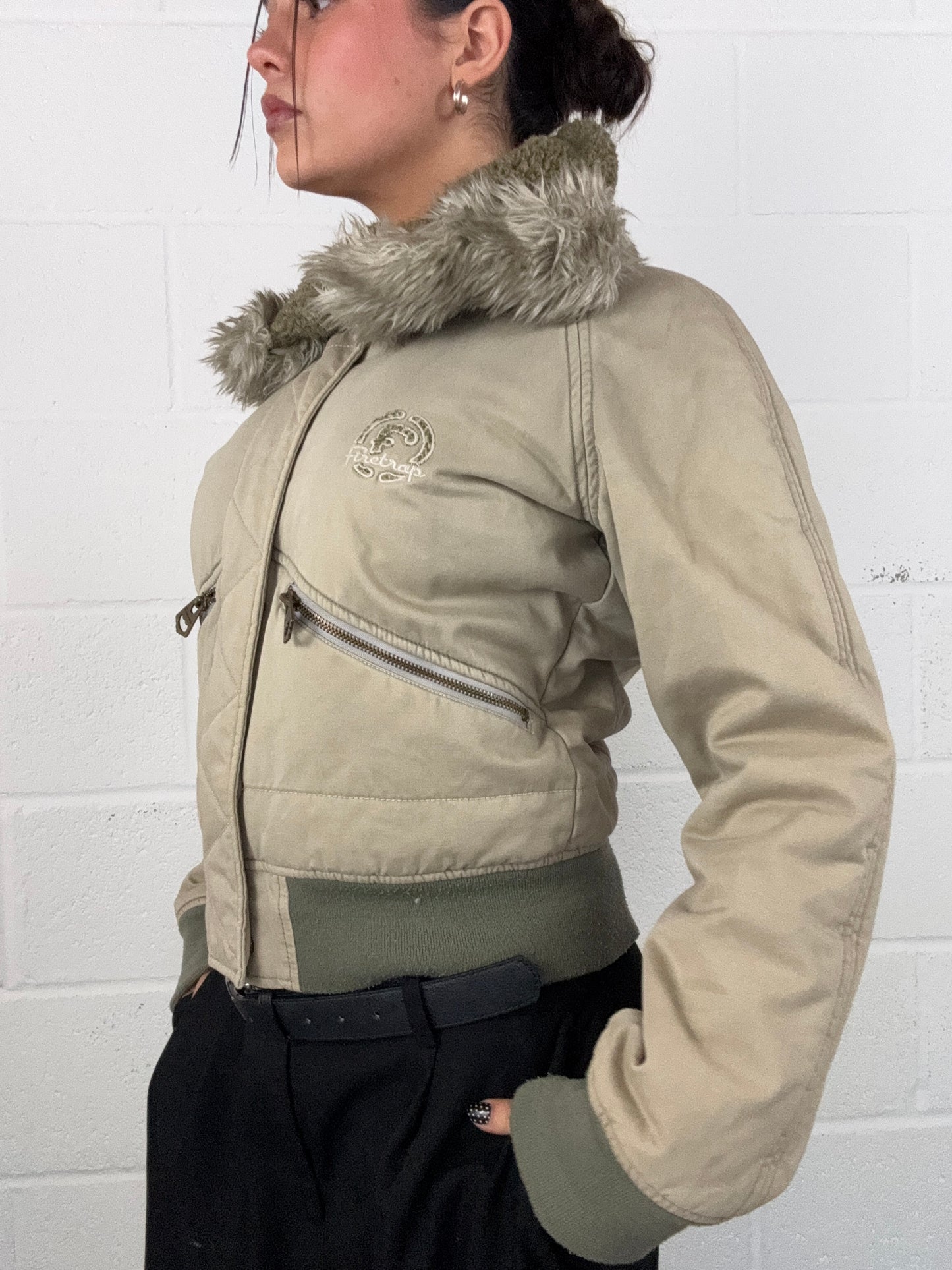 Khaki Firetrap Bomber Jacket (M)