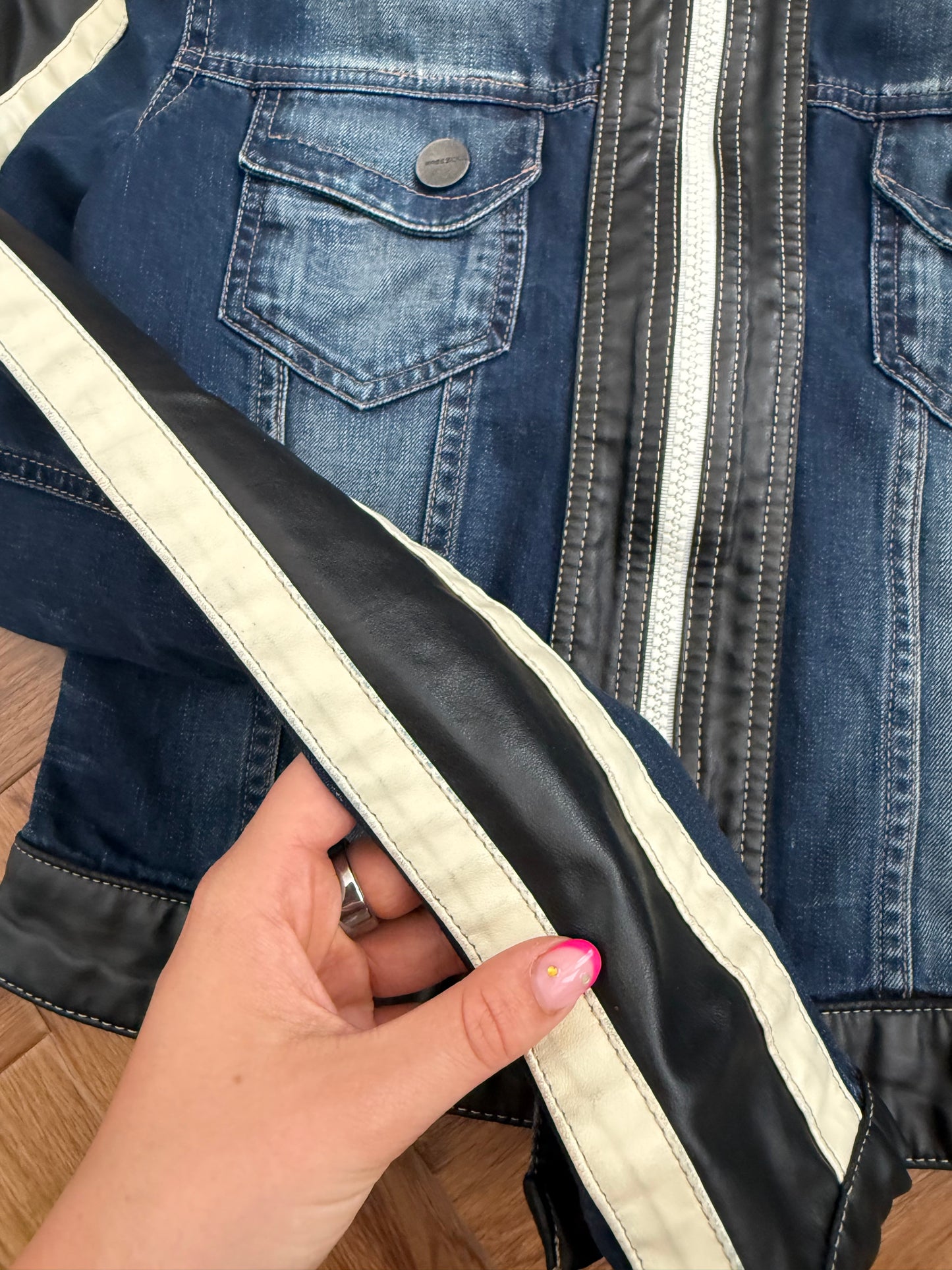 Denim Fitted Biker Jacket (M)