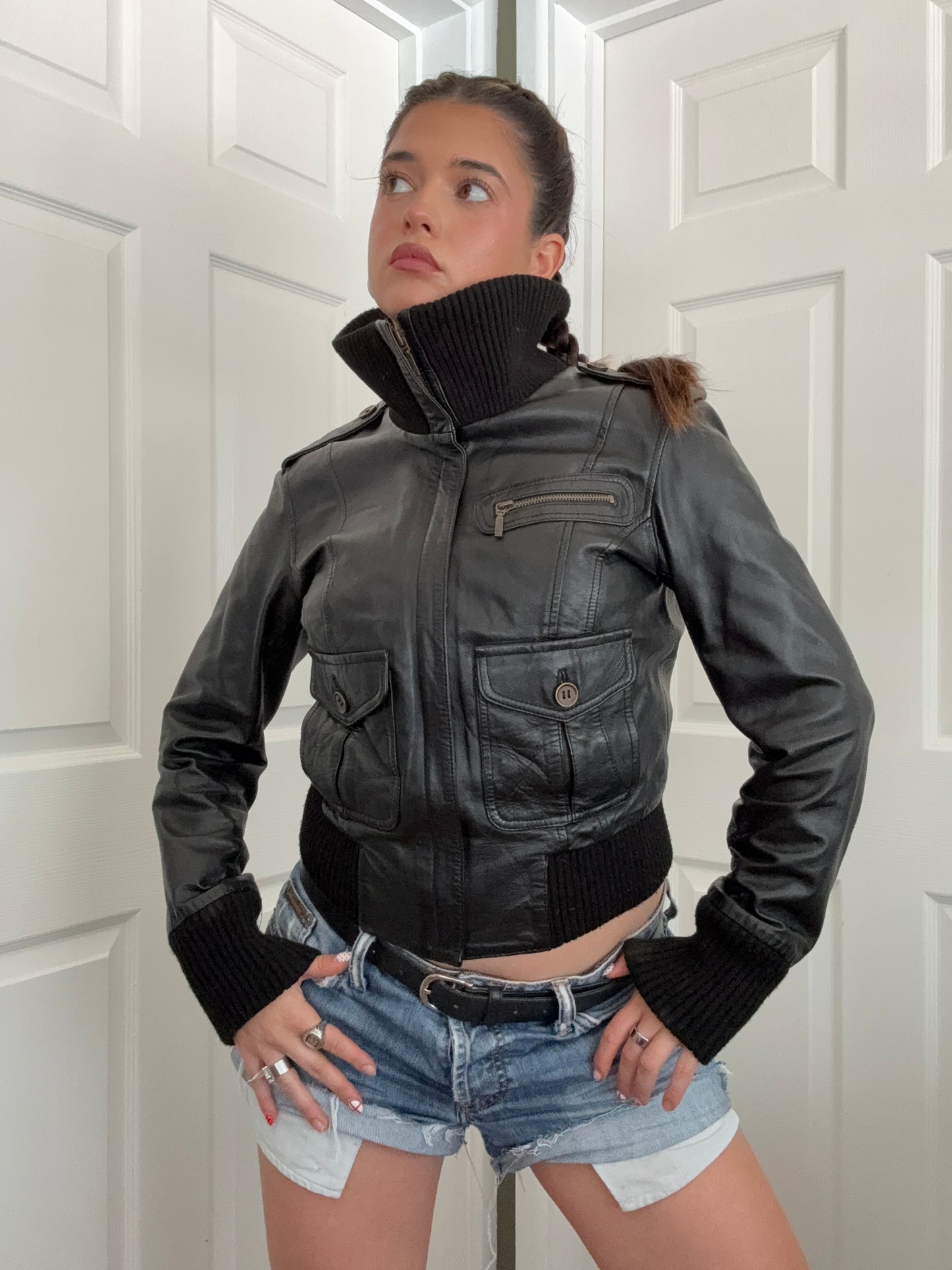 Leather Bomber Jacket (UK12)