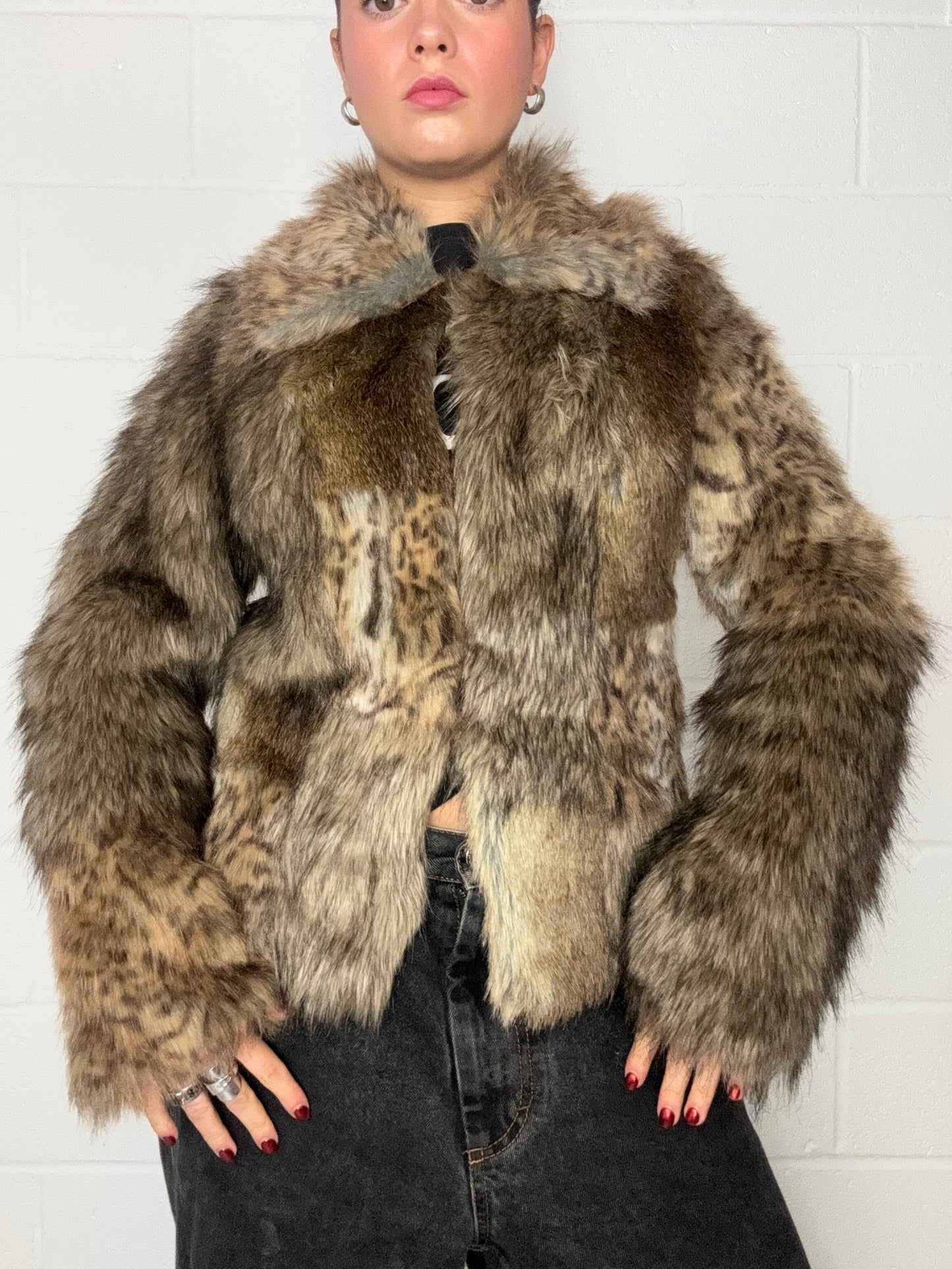 Patchwork Faux Fur Jacket (UK8)