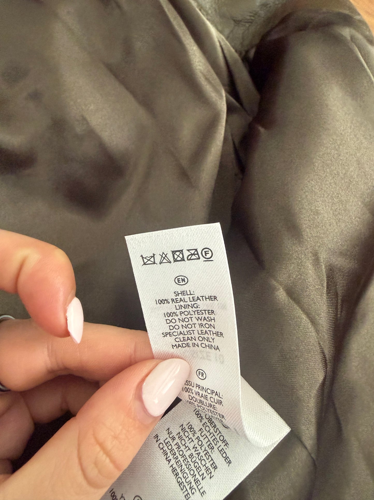 Khaki Cargo Leather Jacket (UK10)