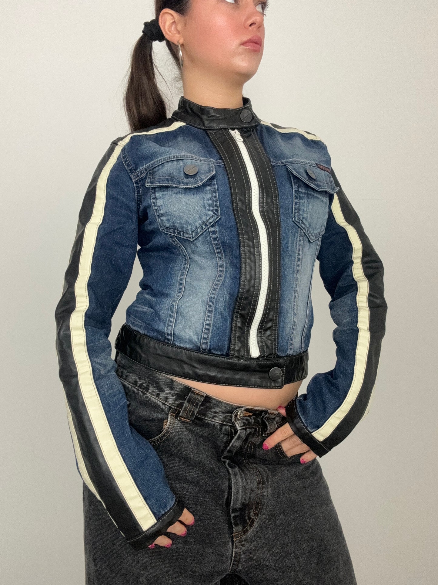 Y2K Denim Biker Jacket