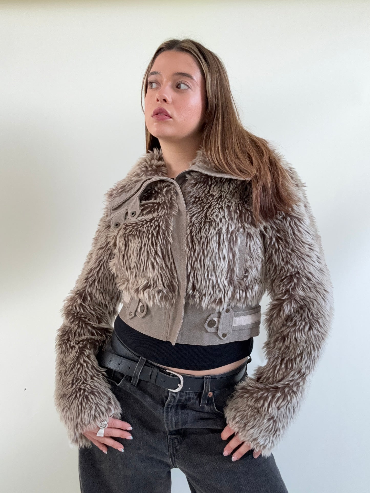 Faux Fur Bomber Jacket (UK10)