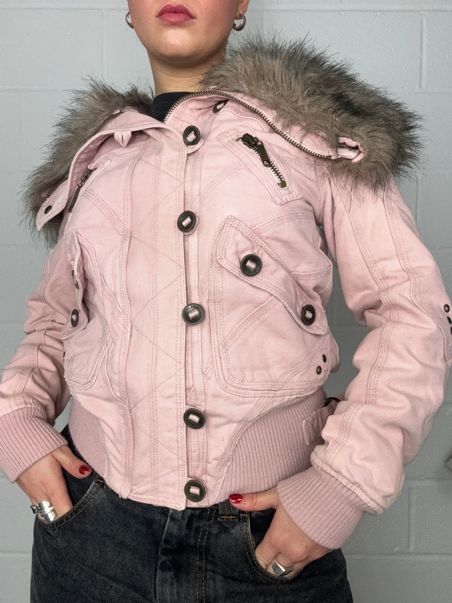 Y2K Pink Utility Jacket (UK10)