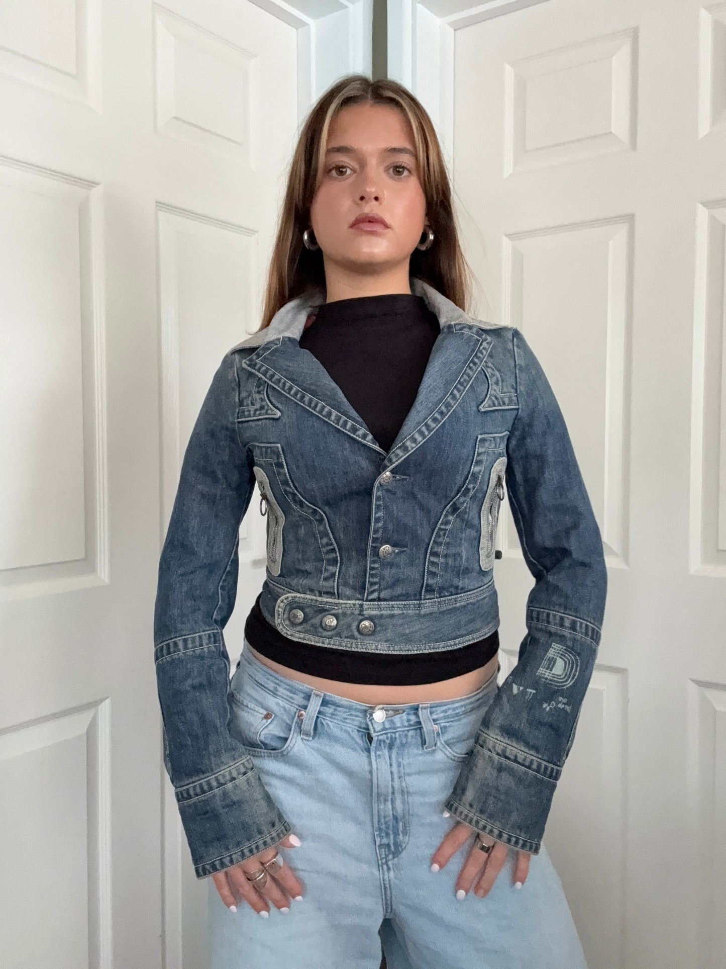 Diesel Cropped Fitted Denim Jacket (S)