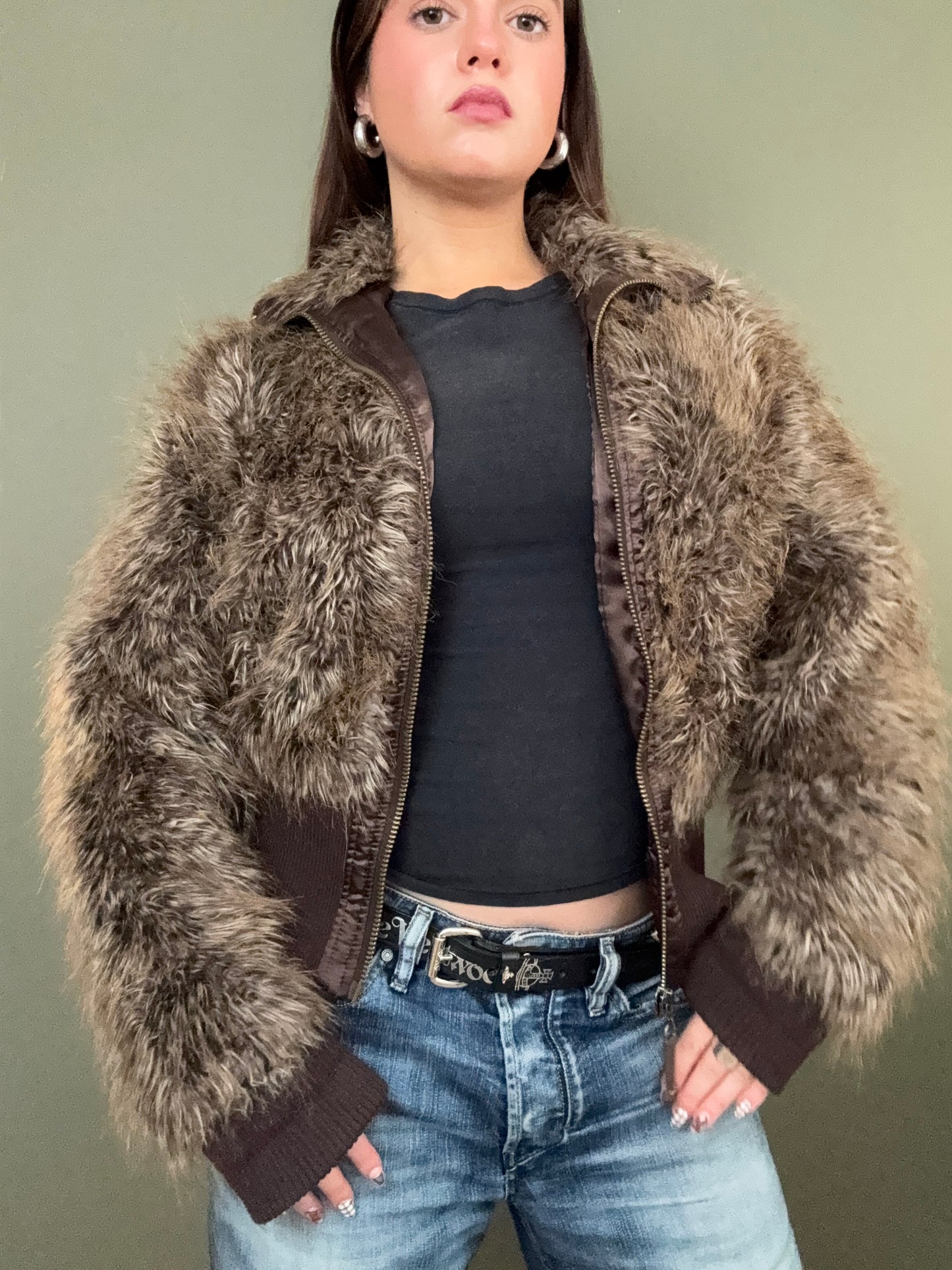 Faux Fur Bomber Jacket (UK16)