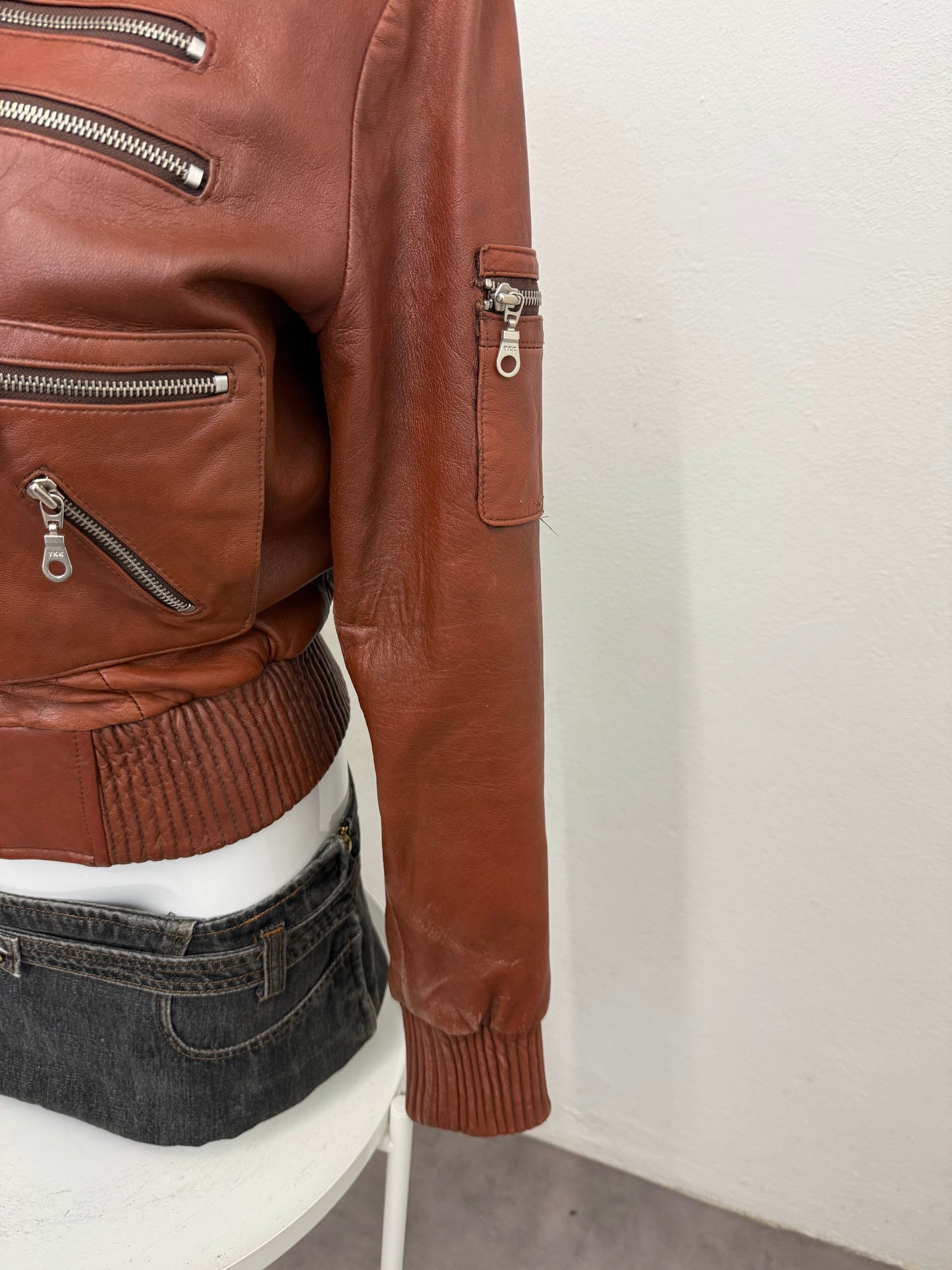 Leather Cargo Jacket (L)