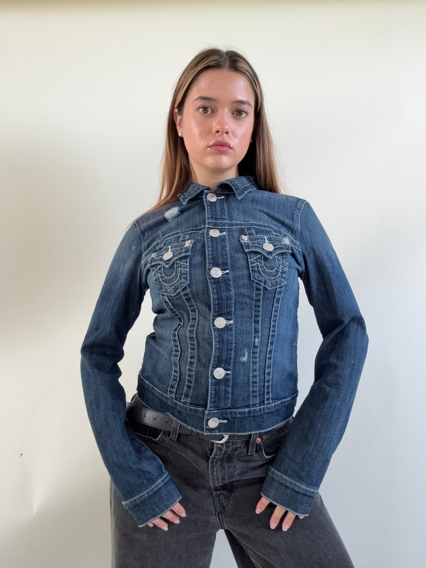 True Religion Denim Contrast Stitch Denim Jacket (S)