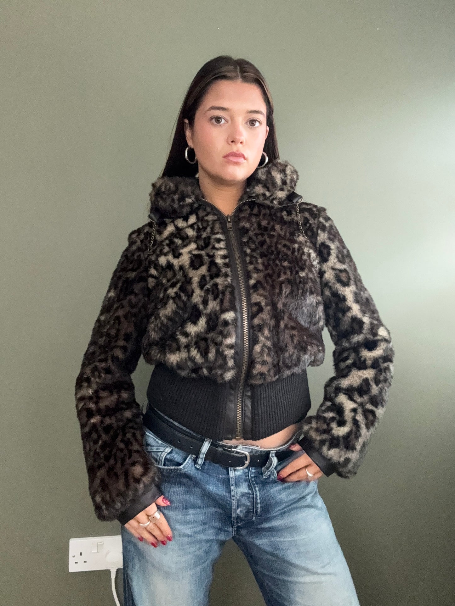 Faux Fur Leopard Jacket (M)
