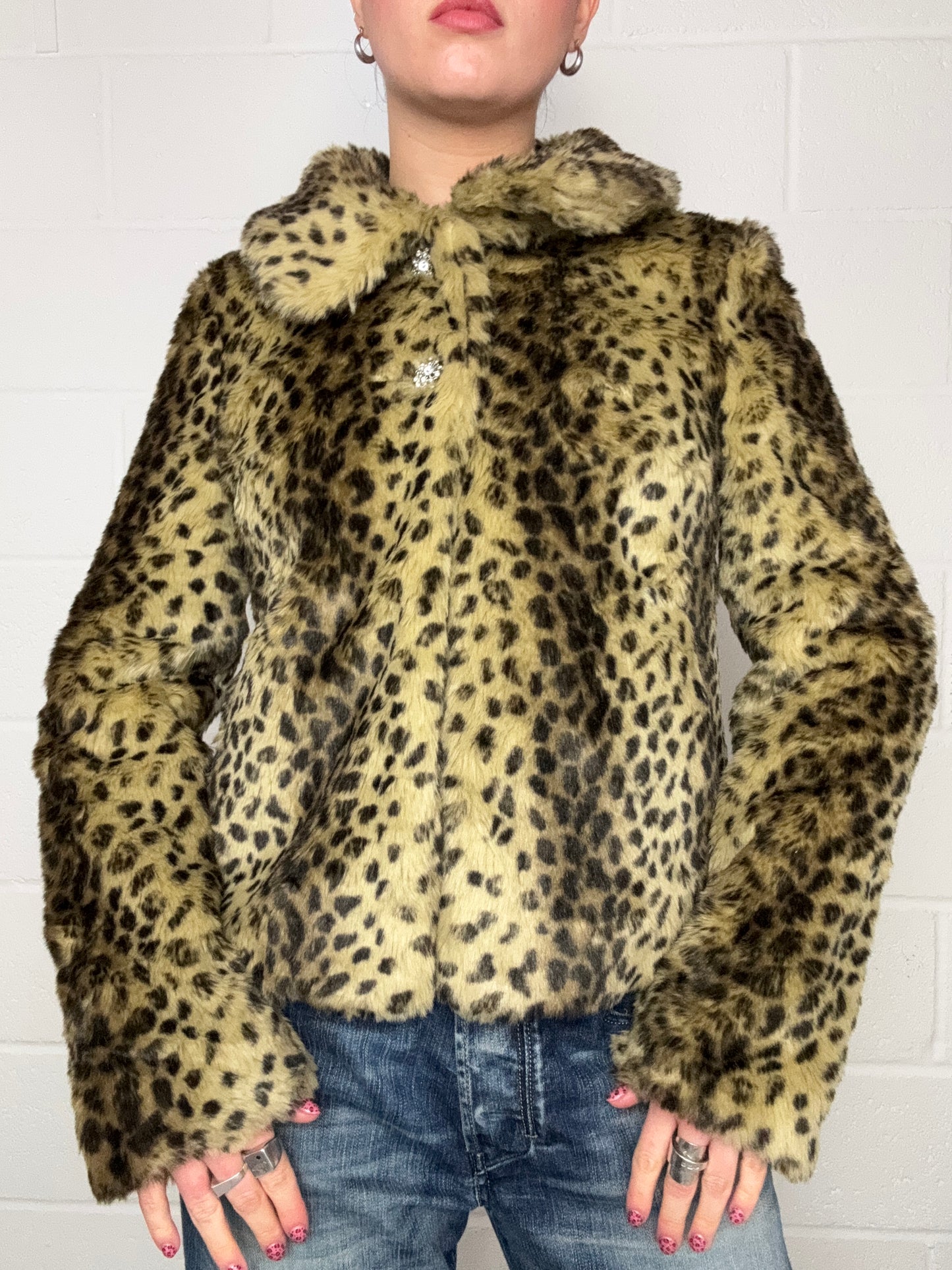 Leopard Faux Fur Jacket (UK10)