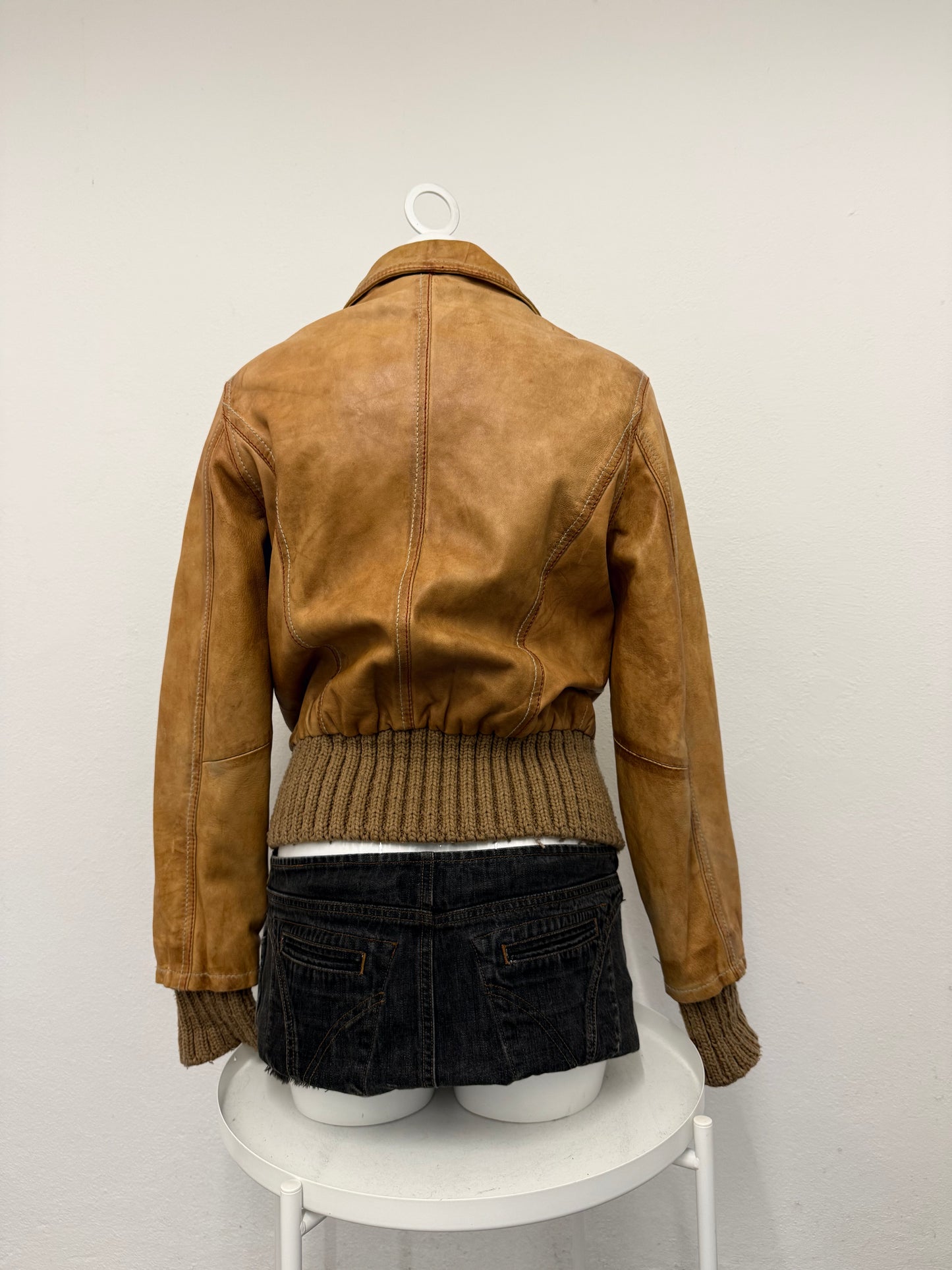 Leather Bomber Jacket (UK16)