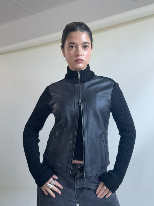 Knitted Leather Jacket (UK14)