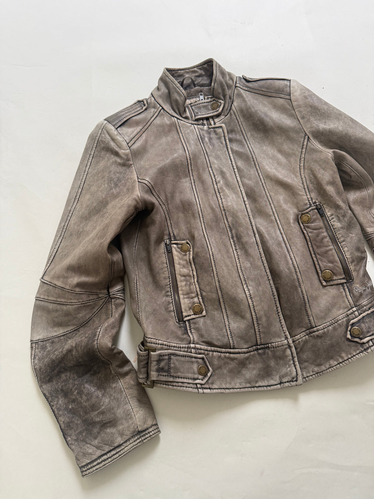 Vintage Pepe Jeans Leather Biker Jacket (M)