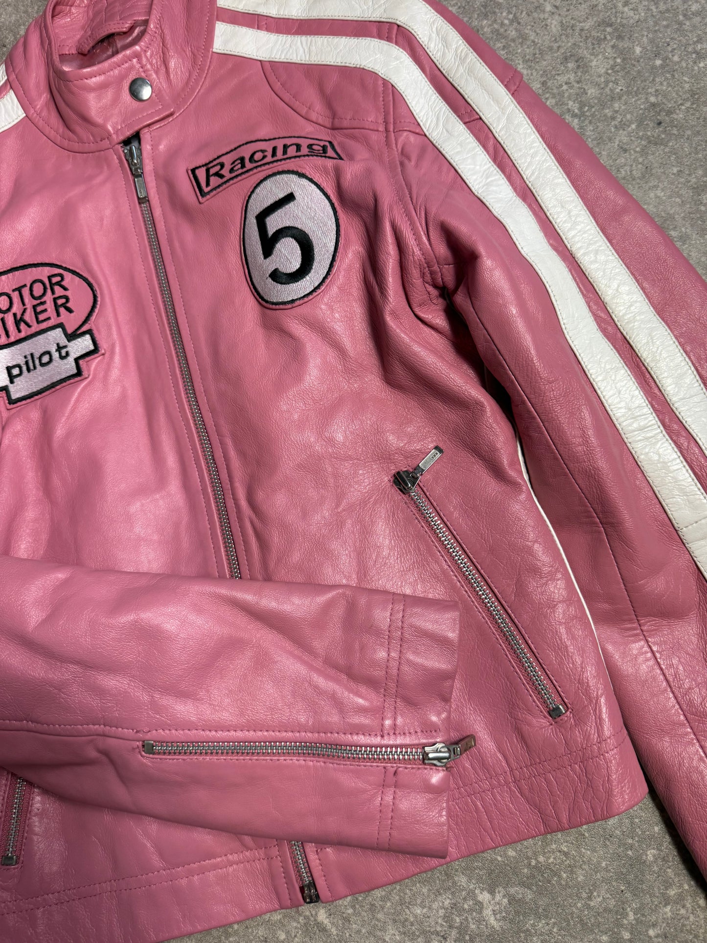 Pink Leather Jacket (UK10)