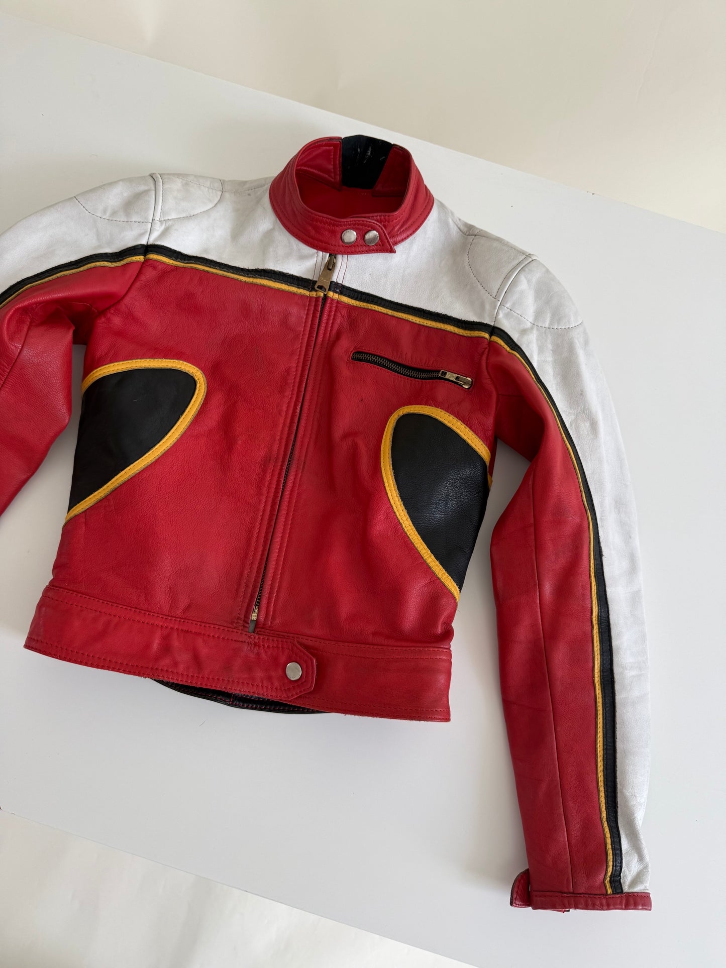 Vintage Leather Biker Jacket (XS)