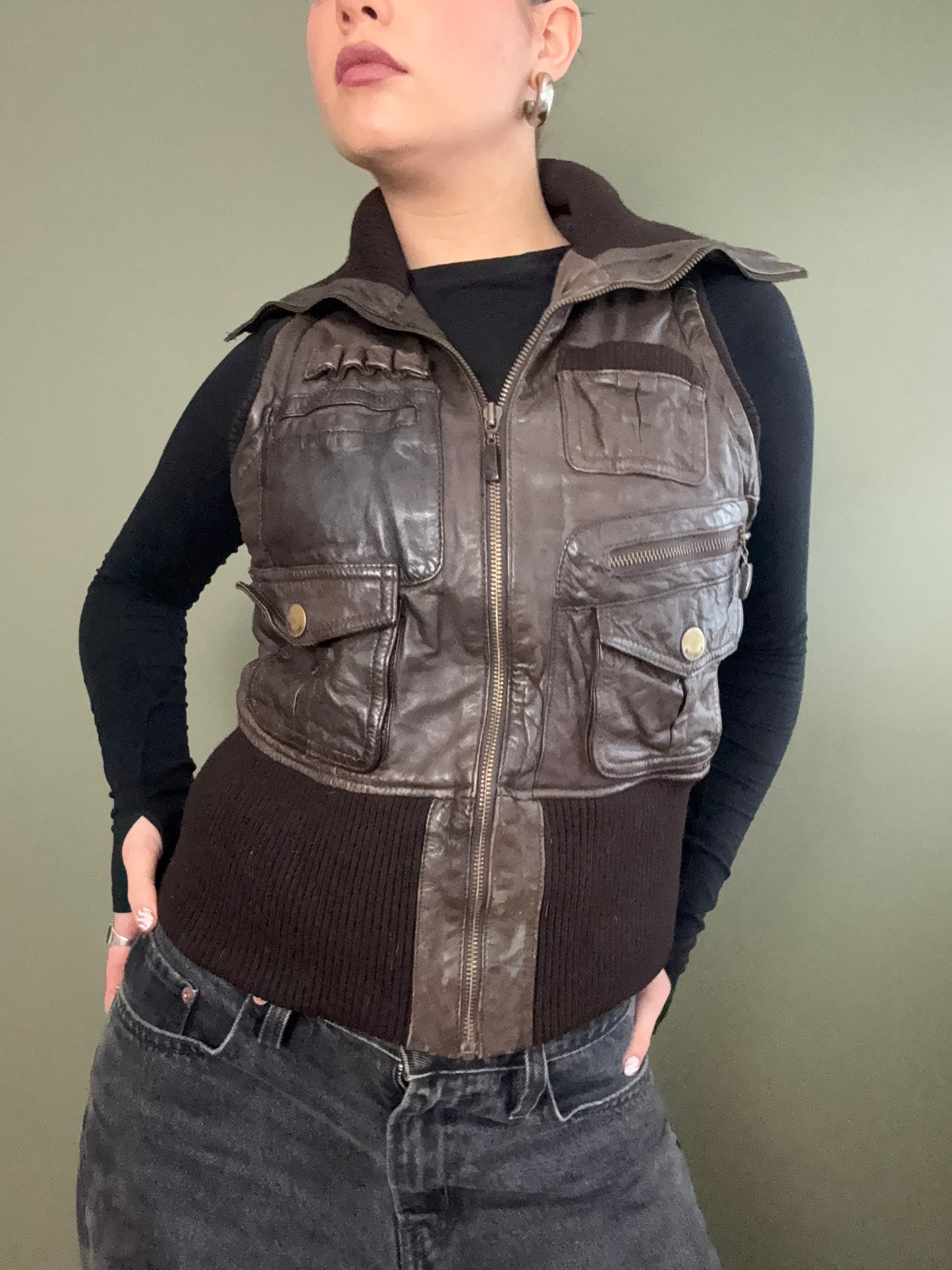 Leather Cargo Gilet (S)