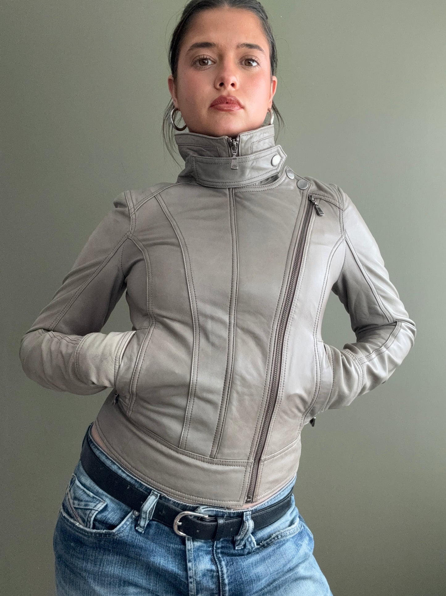 Ted Baker Fitted Leather Jacket (XS)