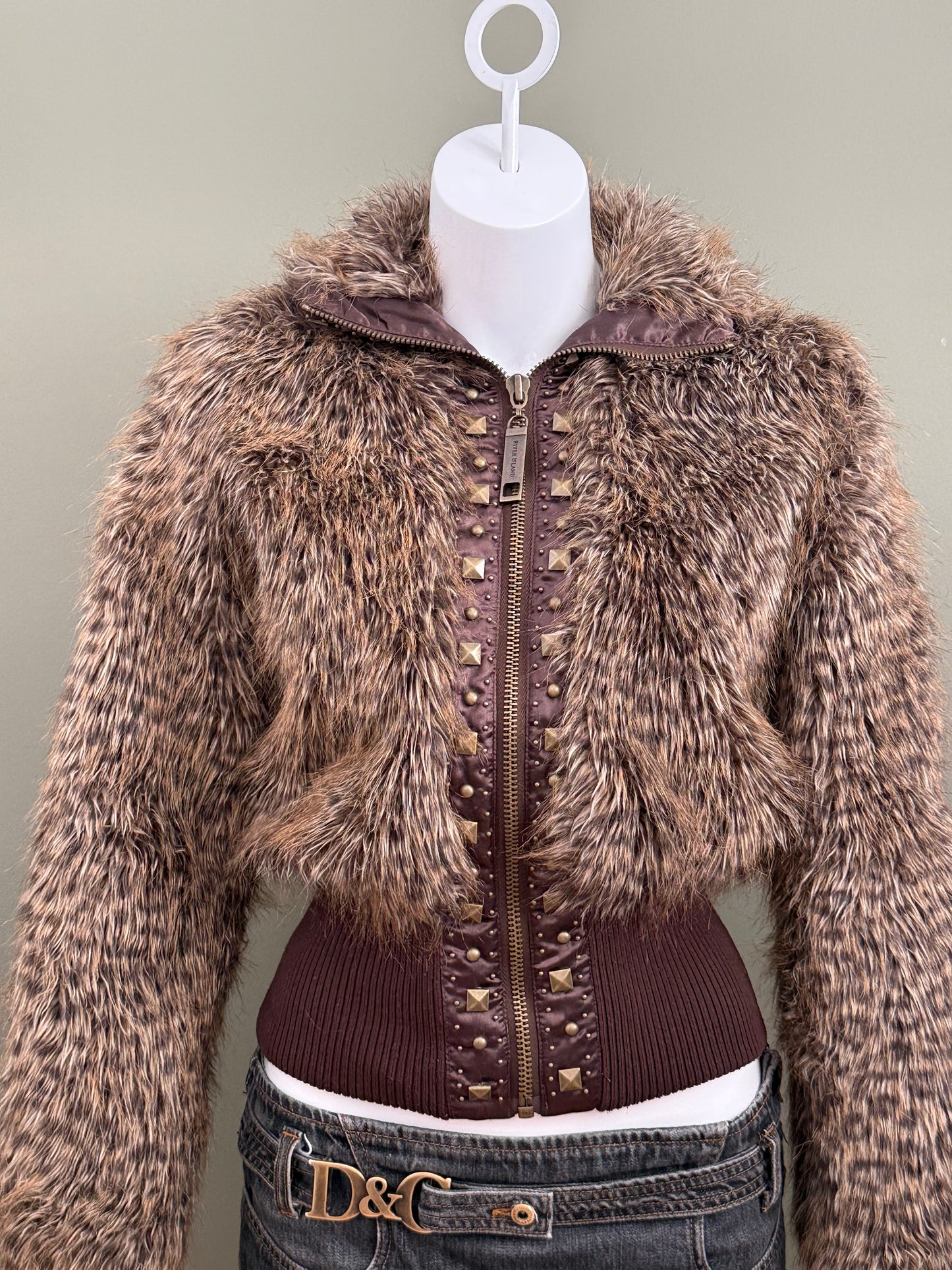 Faux Fur Leopard Bomber Jacket (UK10)