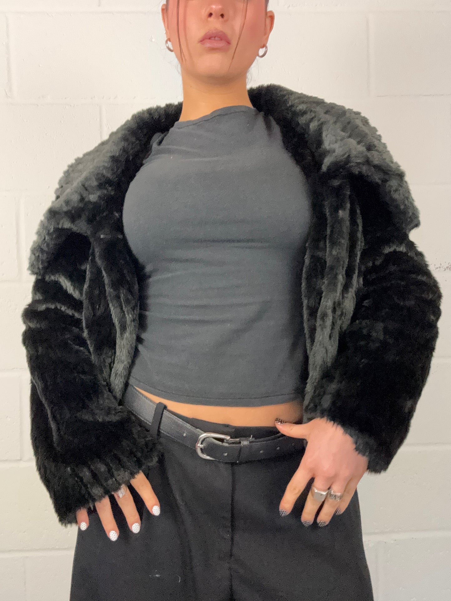 Black Faux Fur Jacket (S)