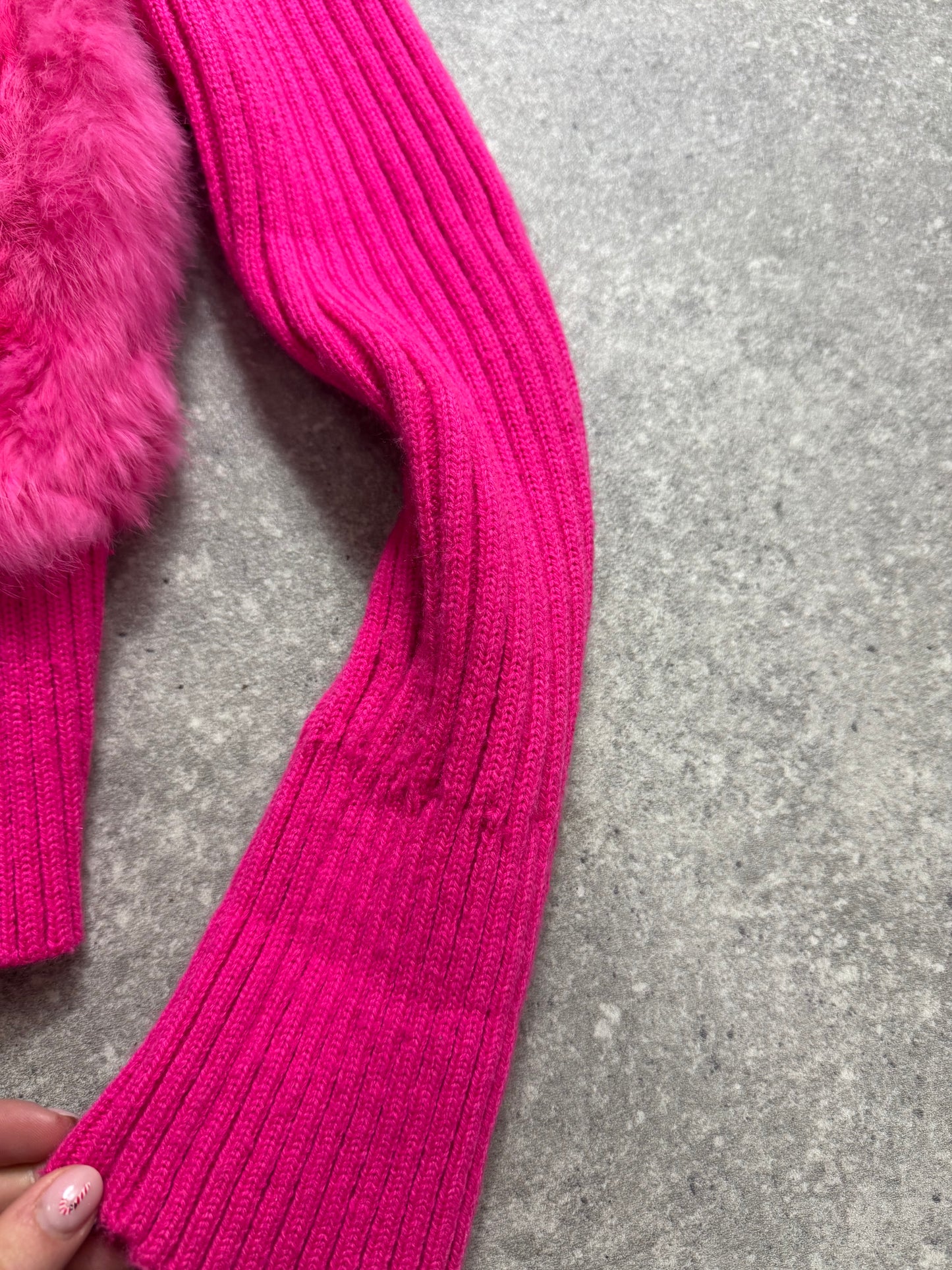 Pink Fur Knit Jacket (M)