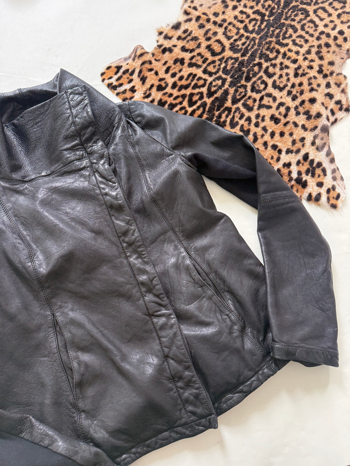 Allsaints Leather Asymmetric Jacket (UK12)